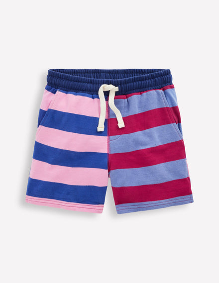 Printed Jersey Shorts-Multi Hotch Potch Stripe