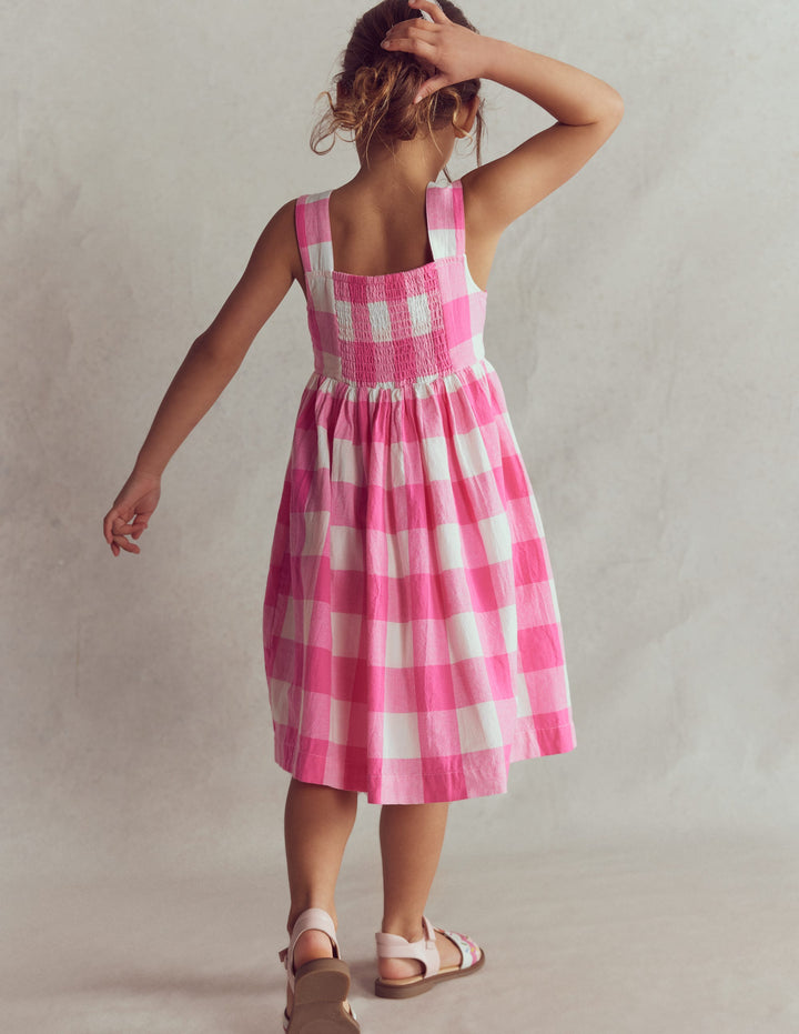 Remy Button Through Dress-Pink Punch Gingham