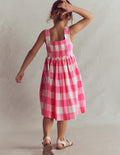 Remy Button Through Dress-Pink Punch Gingham