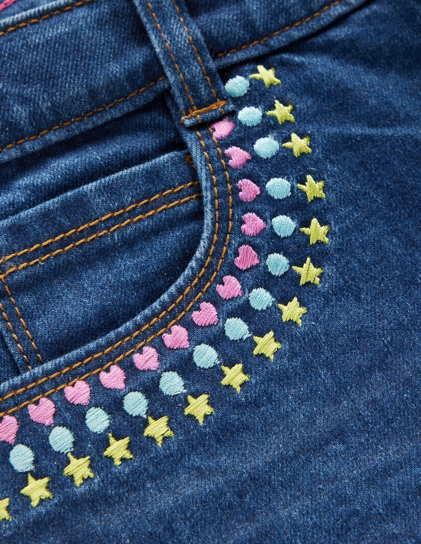 Denim Shorts-Mid Vintage Embroidered