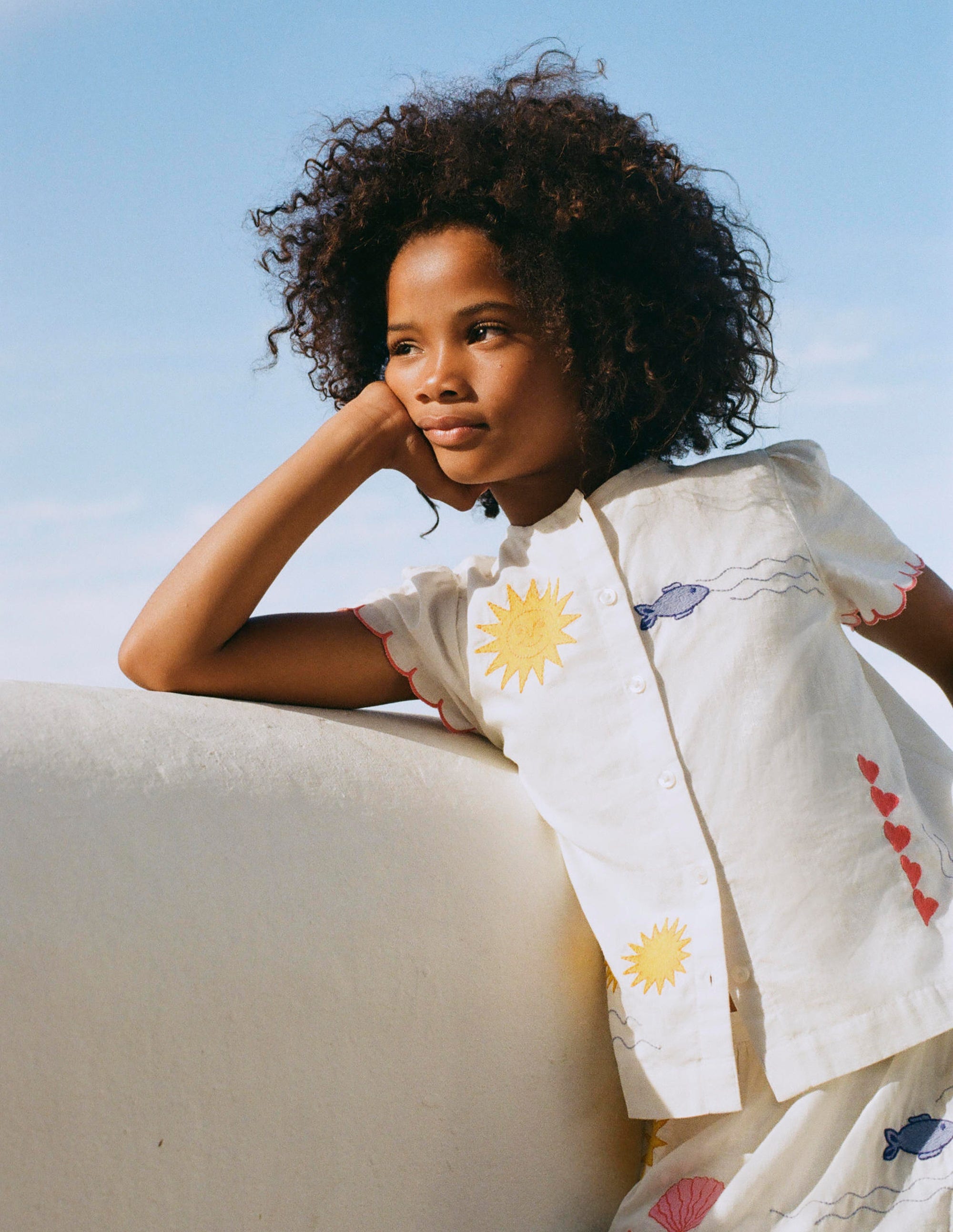 Button-through Blouse-Soft Ivory Embroidery - Image 4