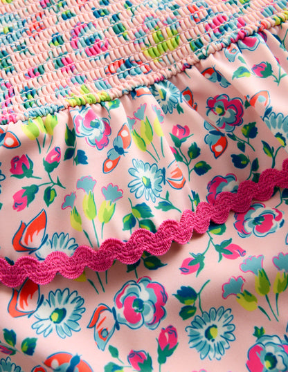 Peplum Smocked Swimsuit-Chalk Pink Butterfly Floral-3