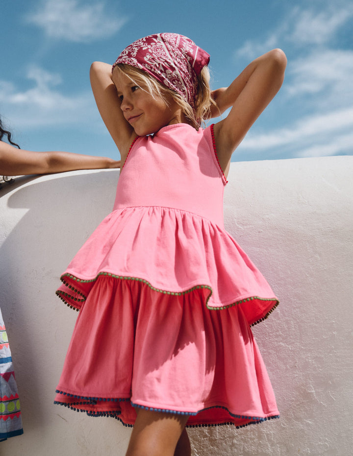 Tiered Jersey Sundress-Bubblegum Pink