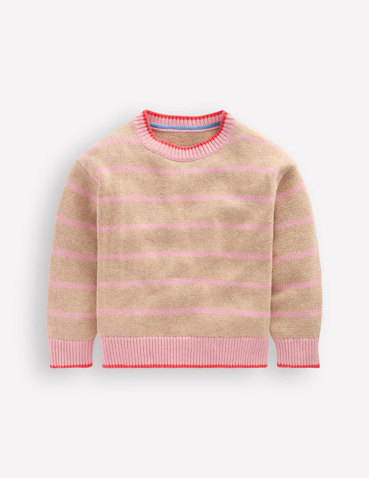 Drop Shoulder Jumper-Chinchilla/ Formica Pink