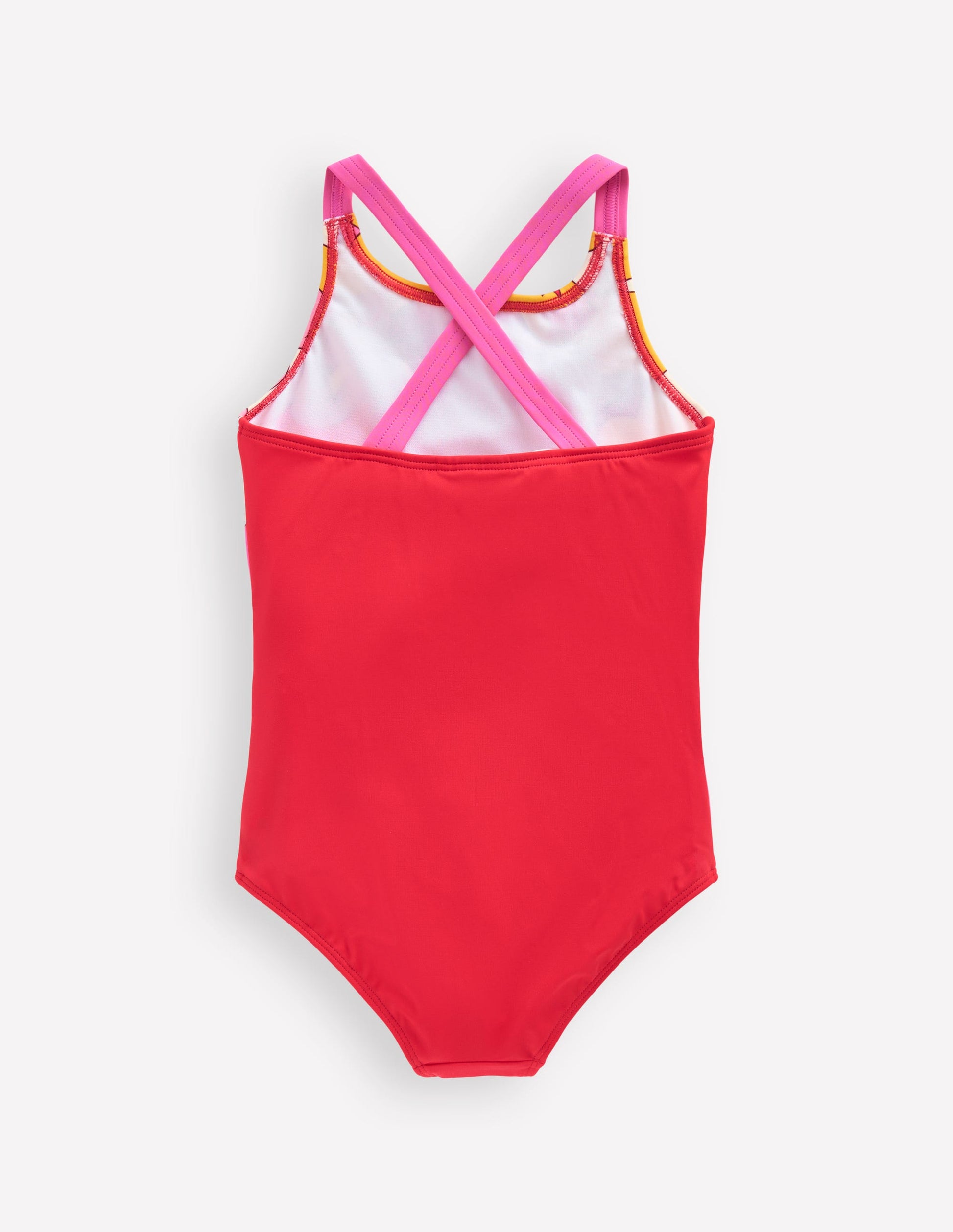 Cross-back Printed Swimsuit-Cinnamon Red Sixties Sunrise-2