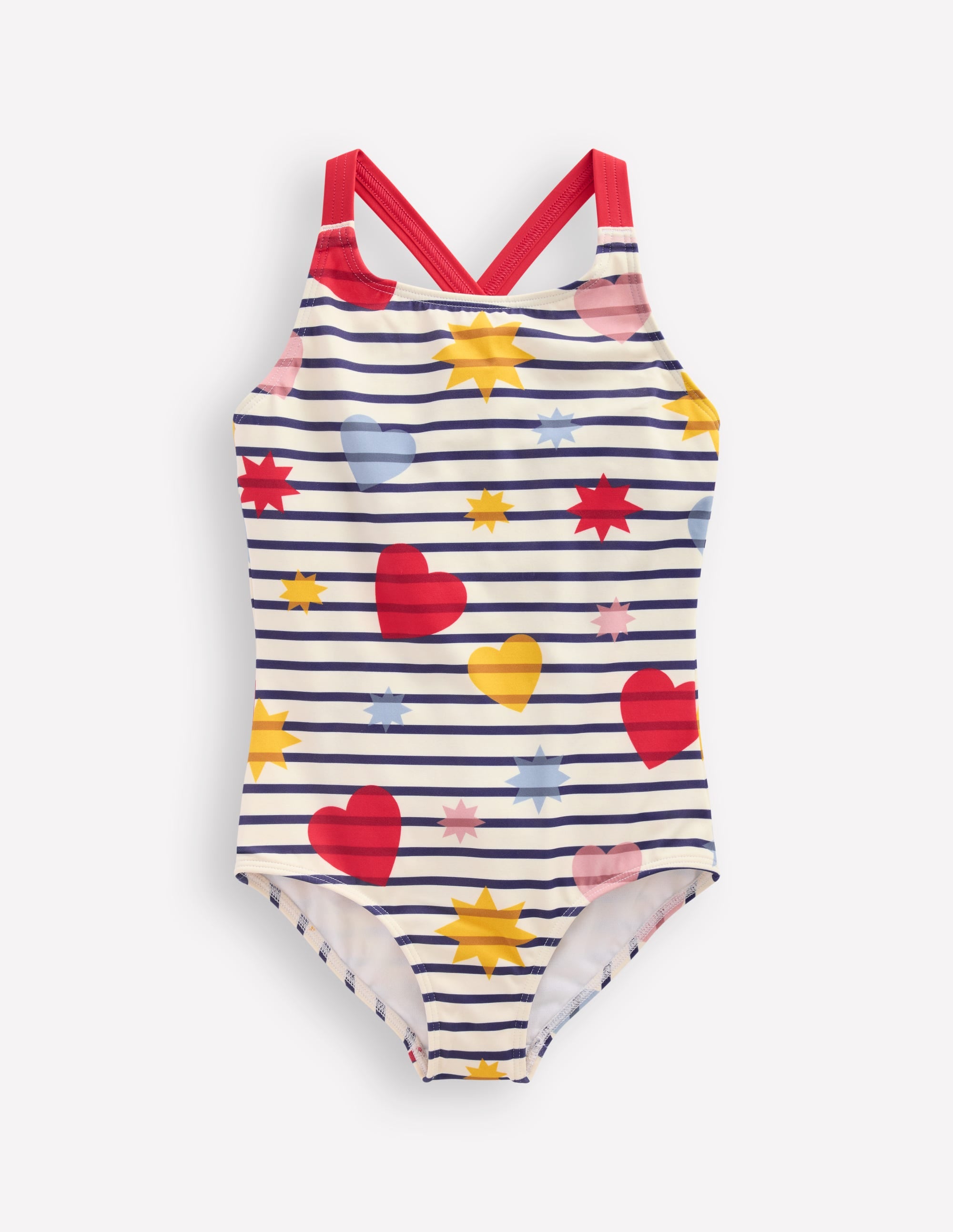 Cross-Back Printed Swimsuit-Multi Celestial Stripe - Image 1