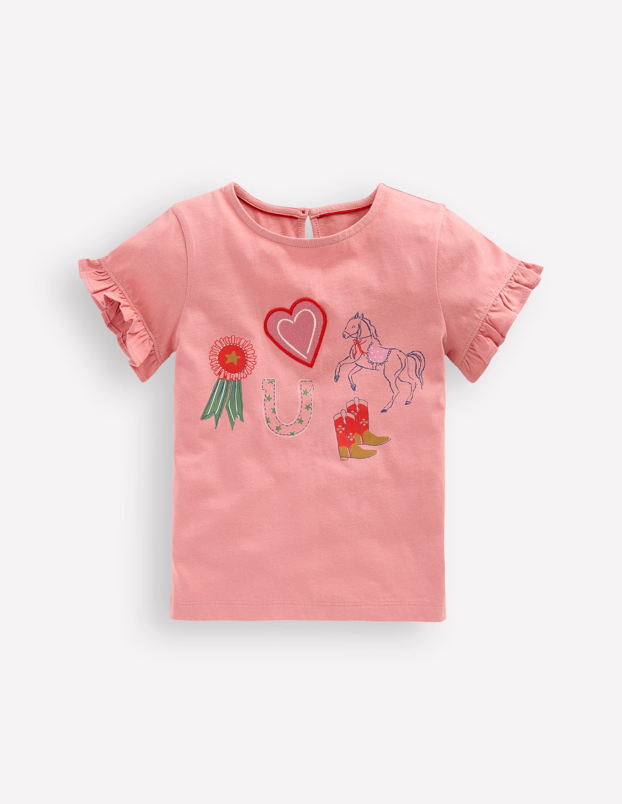 Pretty Frill T-shirt-Almond Pink Equestrian - Image 1