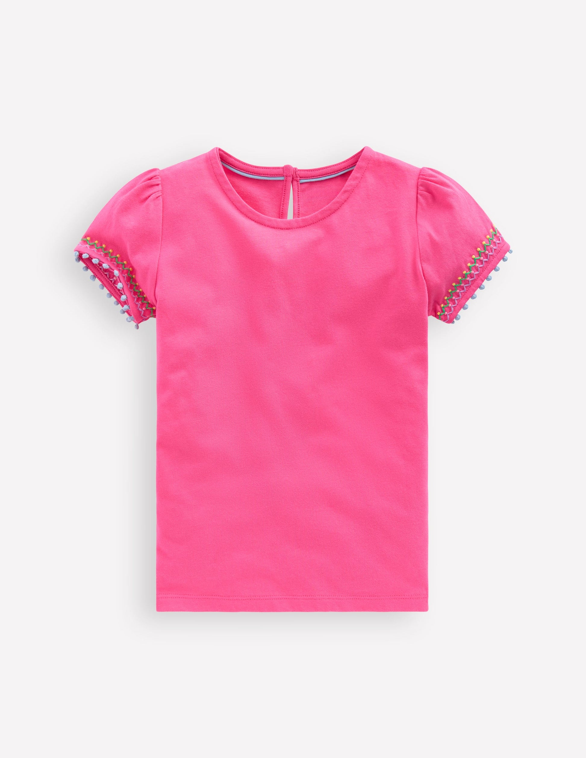 Puff Sleeve T-shirt-Flamingo Pink-1