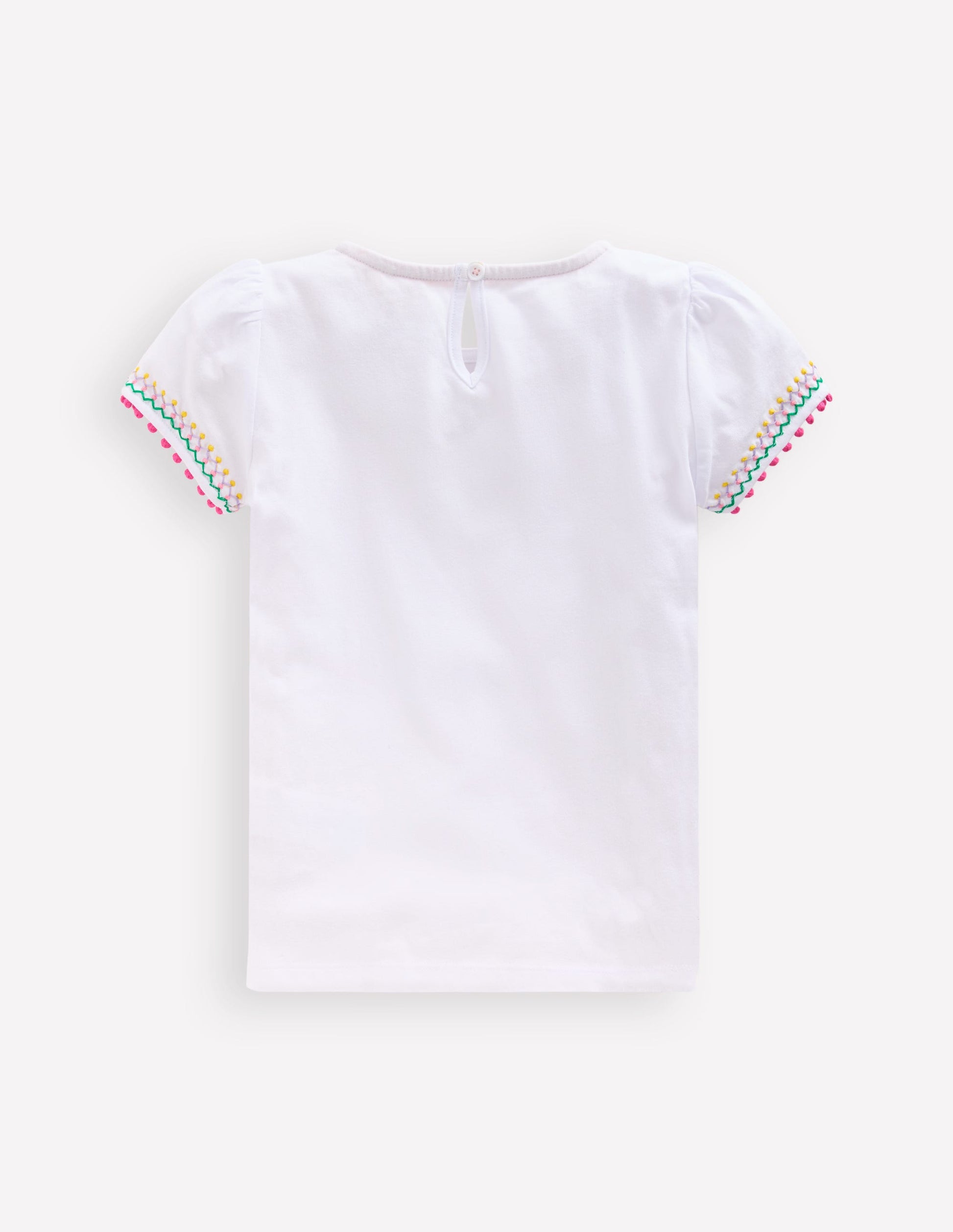 Puff Sleeve T-shirt-White-2