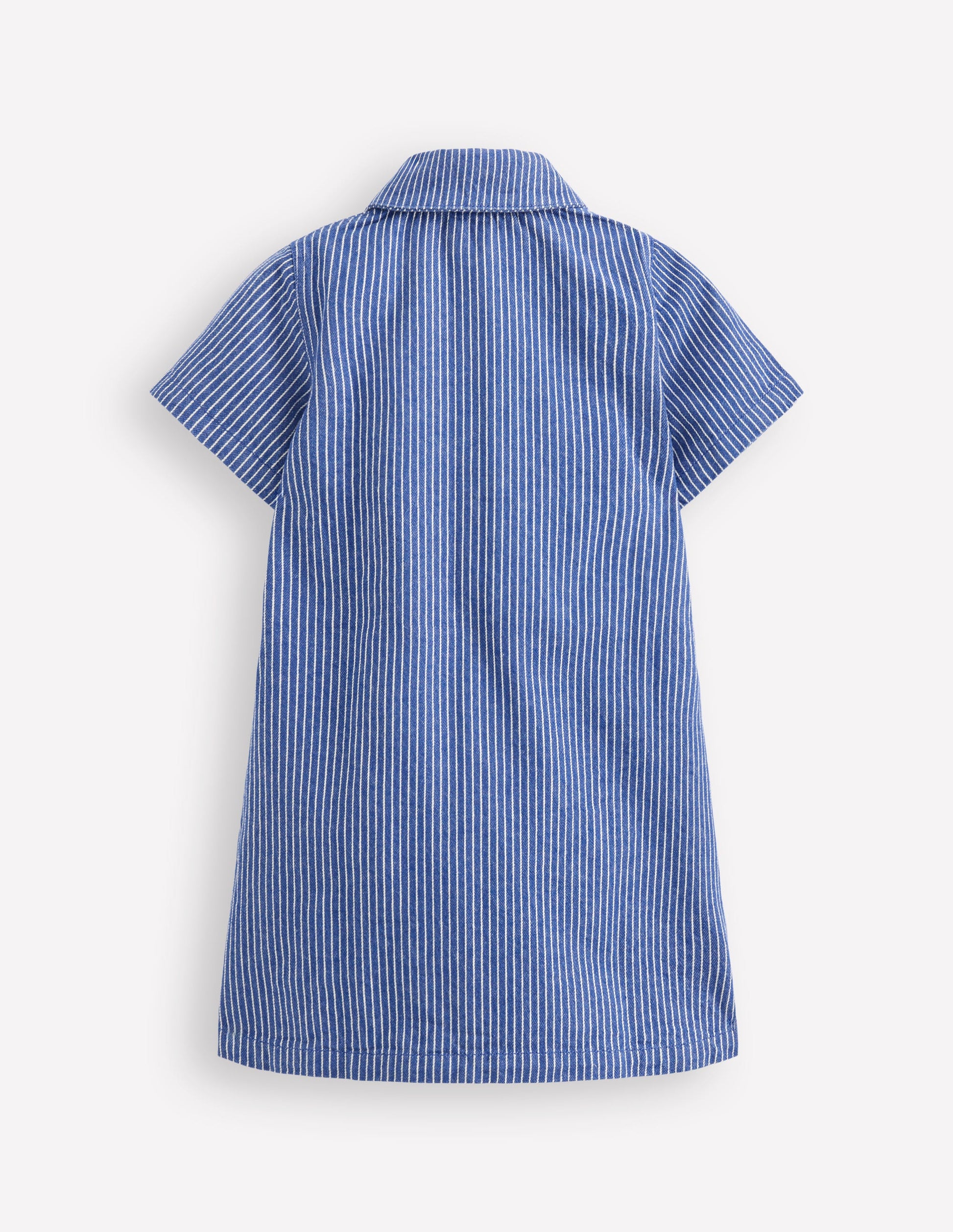 Denim Shirt Dress-Sapphire Blue Stripe-2