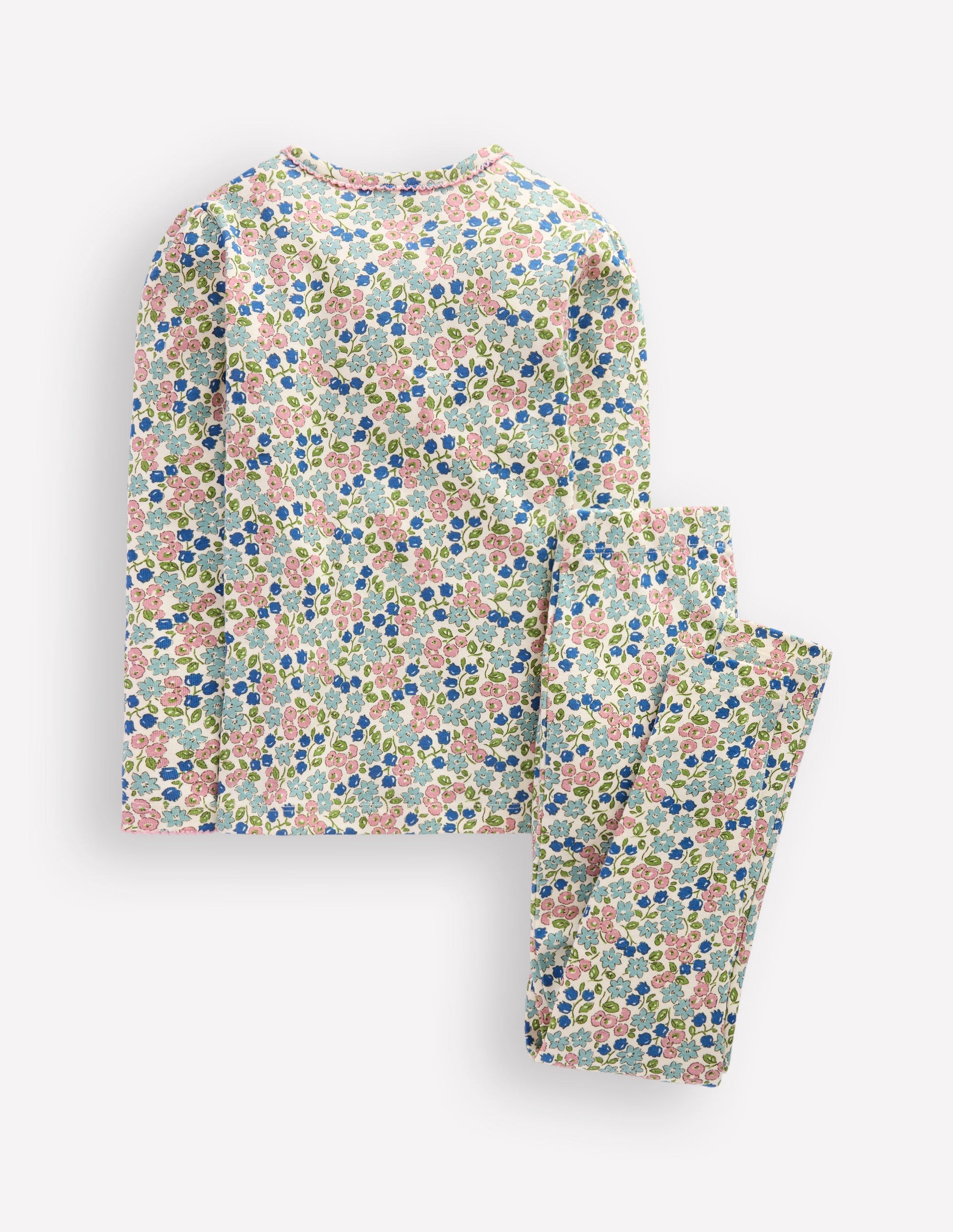 Snug Henley Pyjamas-Soft Ivory Spring Ditsy-2