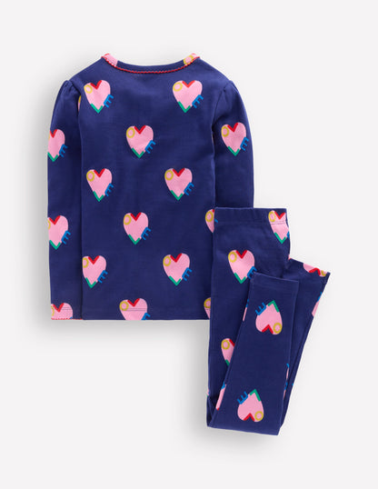 Snug Henley Pyjamas-Starboard Blue Love Hearts-2