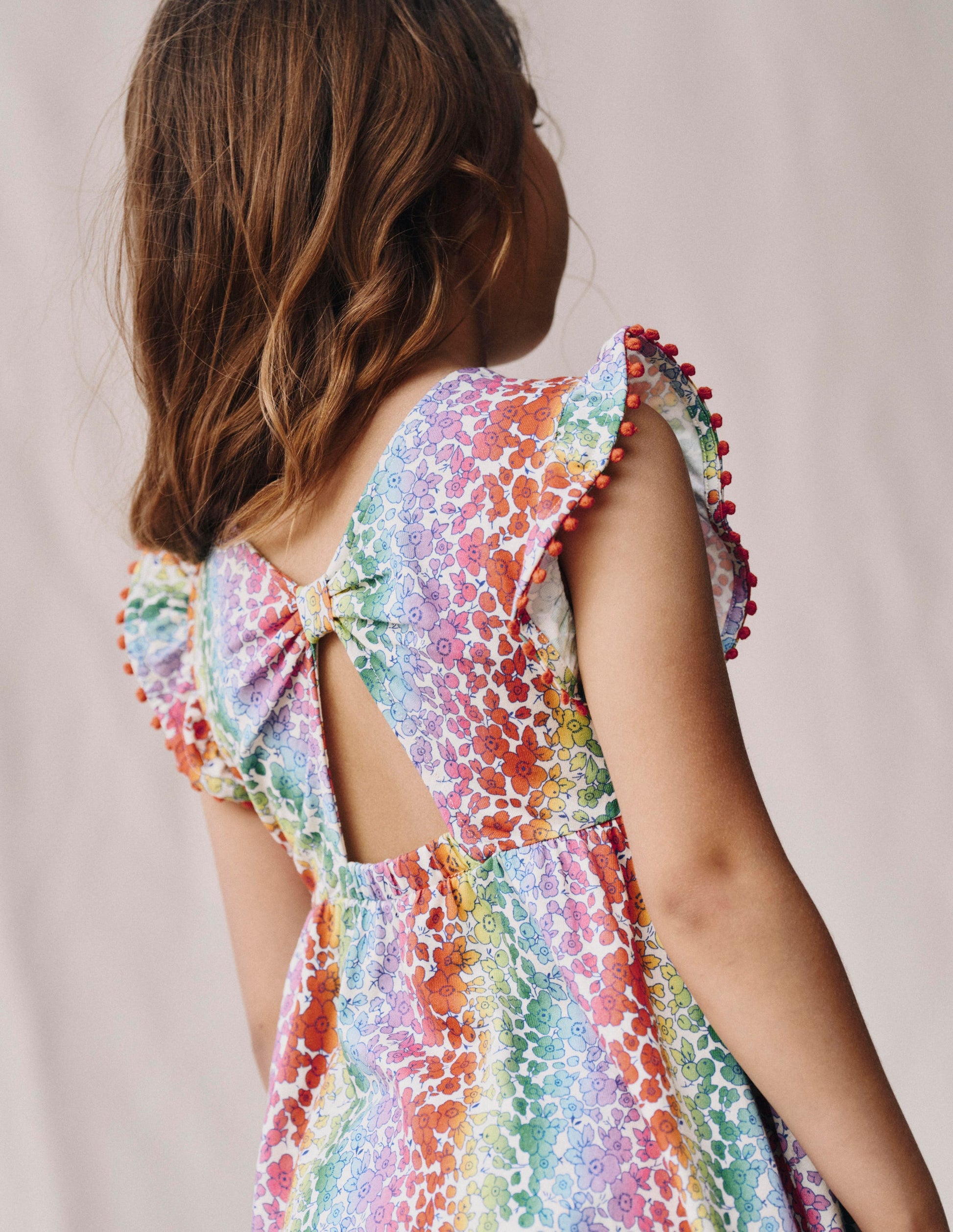 Bow Back Jersey Dress-Rainbow Ombre Flowerbed-4
