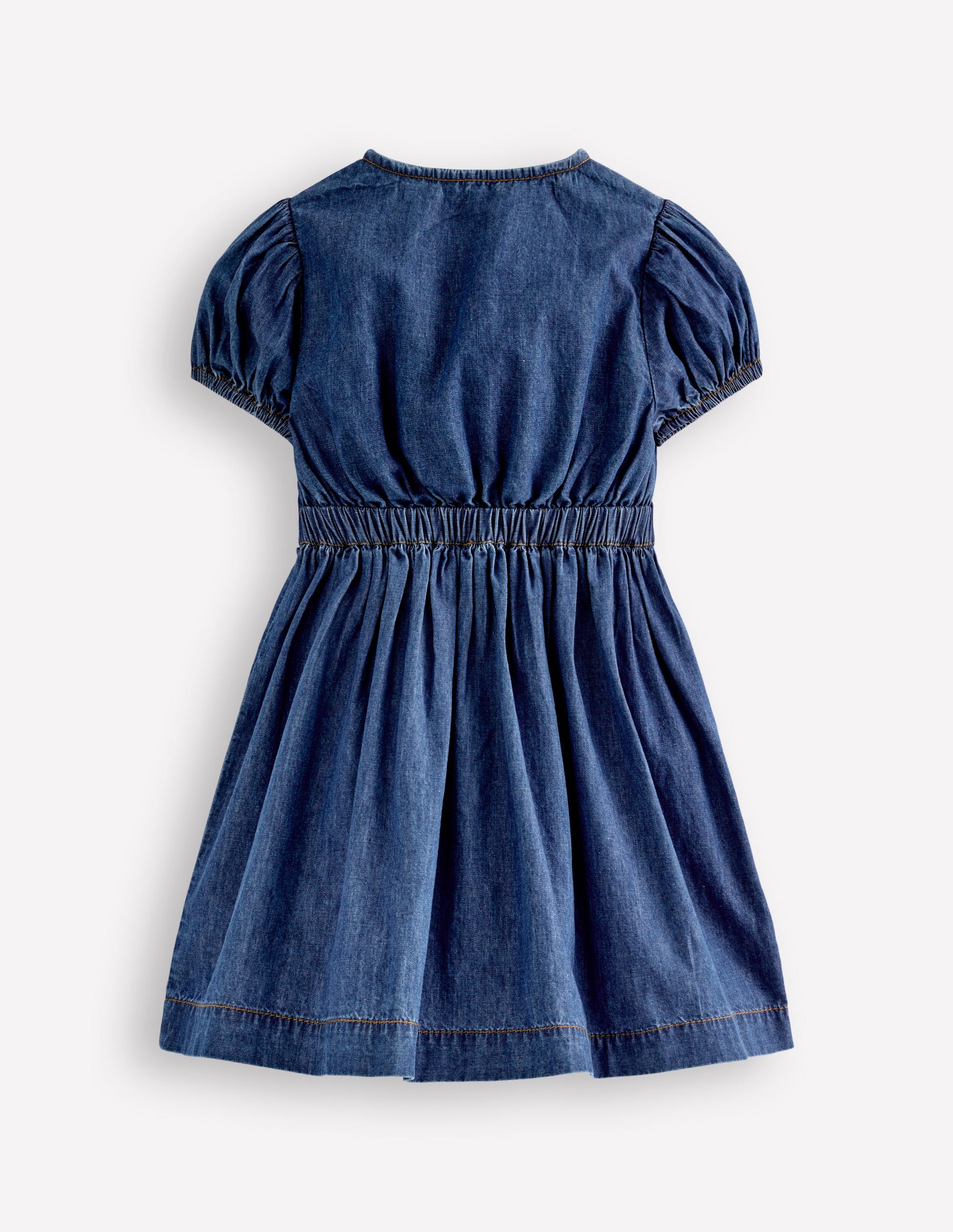 Tie Front Woven Dress-Denim-2