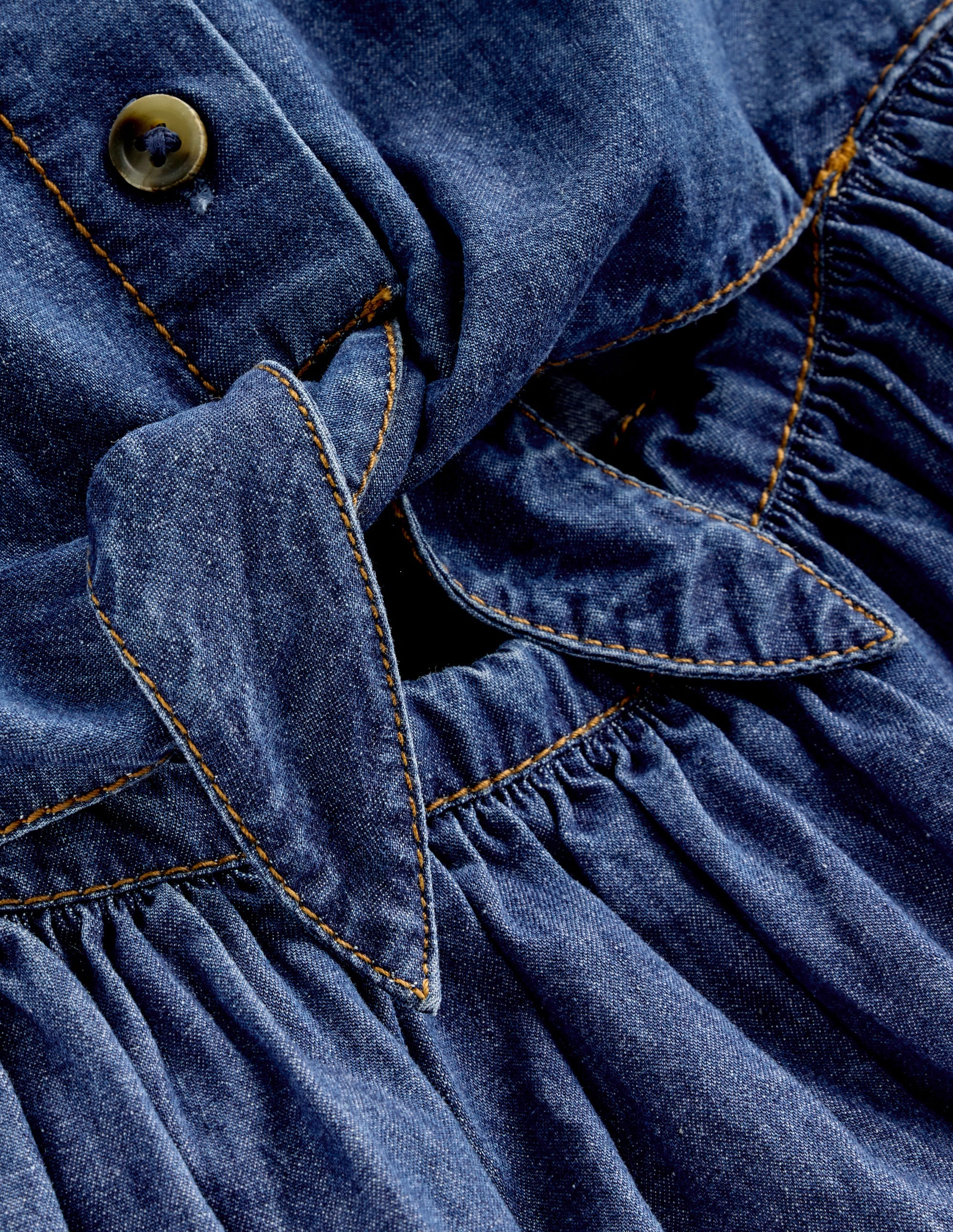 Tie Front Woven Dress-Denim - Image 3