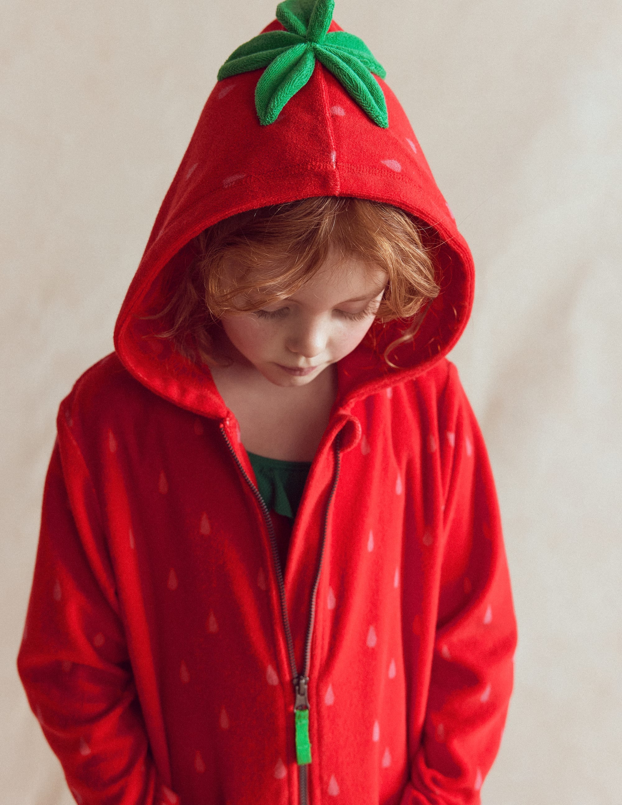 Fun Romie Towelling Zip-Up-Strawberry Tart Red - Image 1