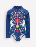 Fun Long-sleeved Swimsuit-Sapphire Unicorn Placement