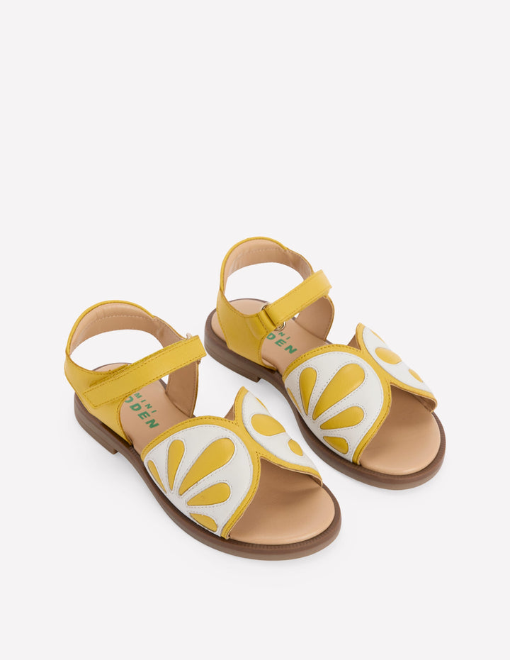 Fun Leather Sandals-Lemon