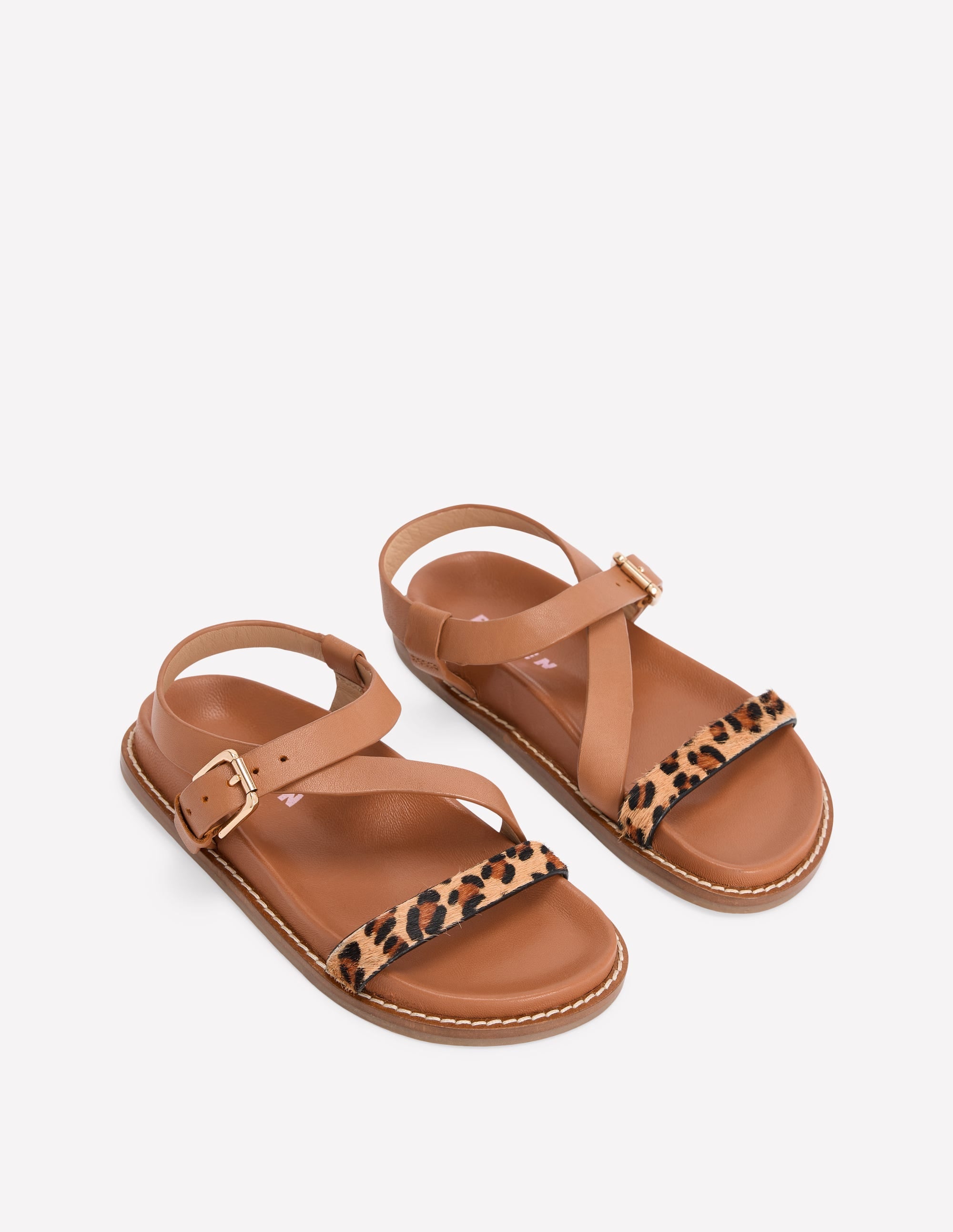 Asymmetric Cross Strap Sandals-Tan - Image 2