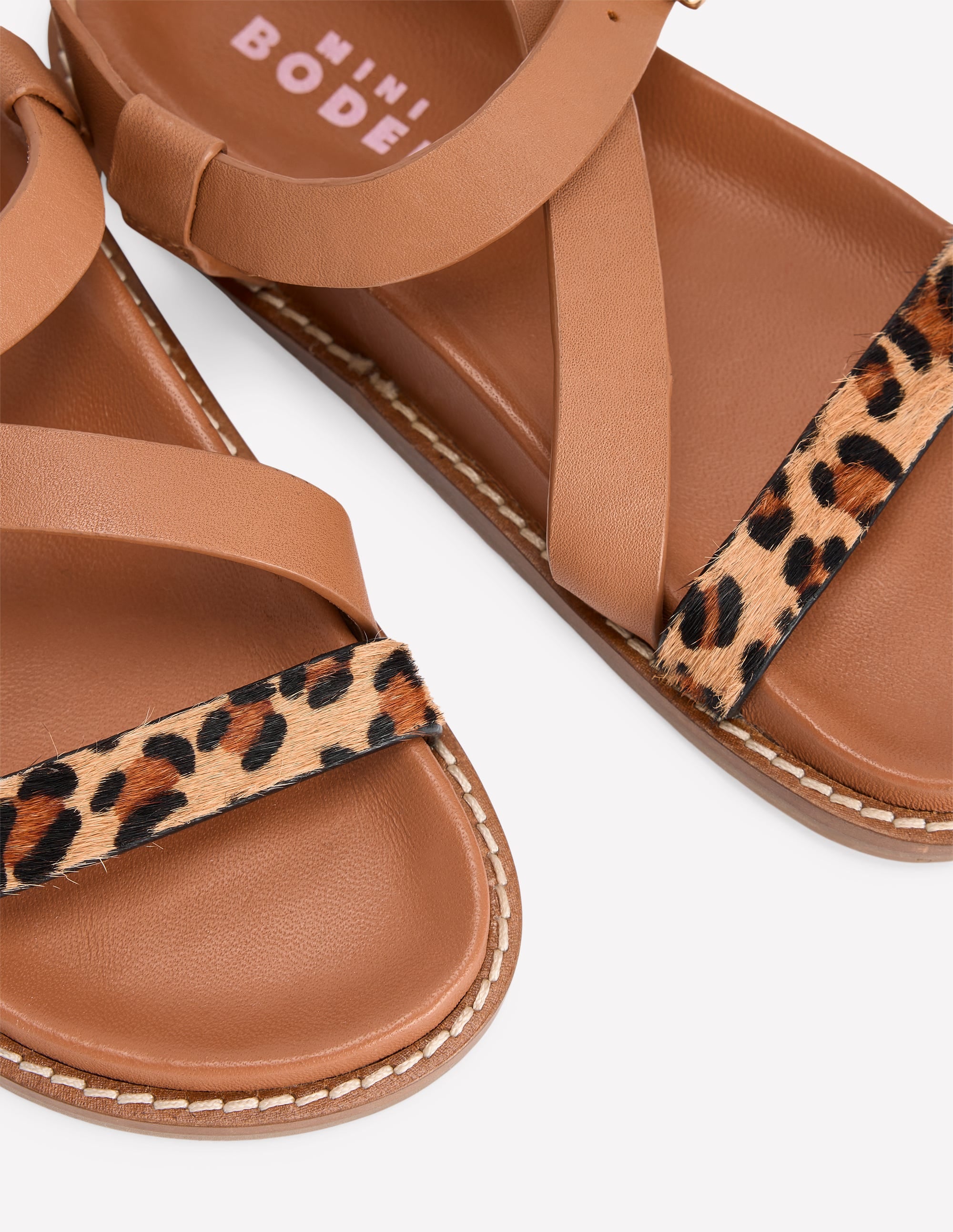 Asymmetric Cross Strap Sandals-Tan - Image 3