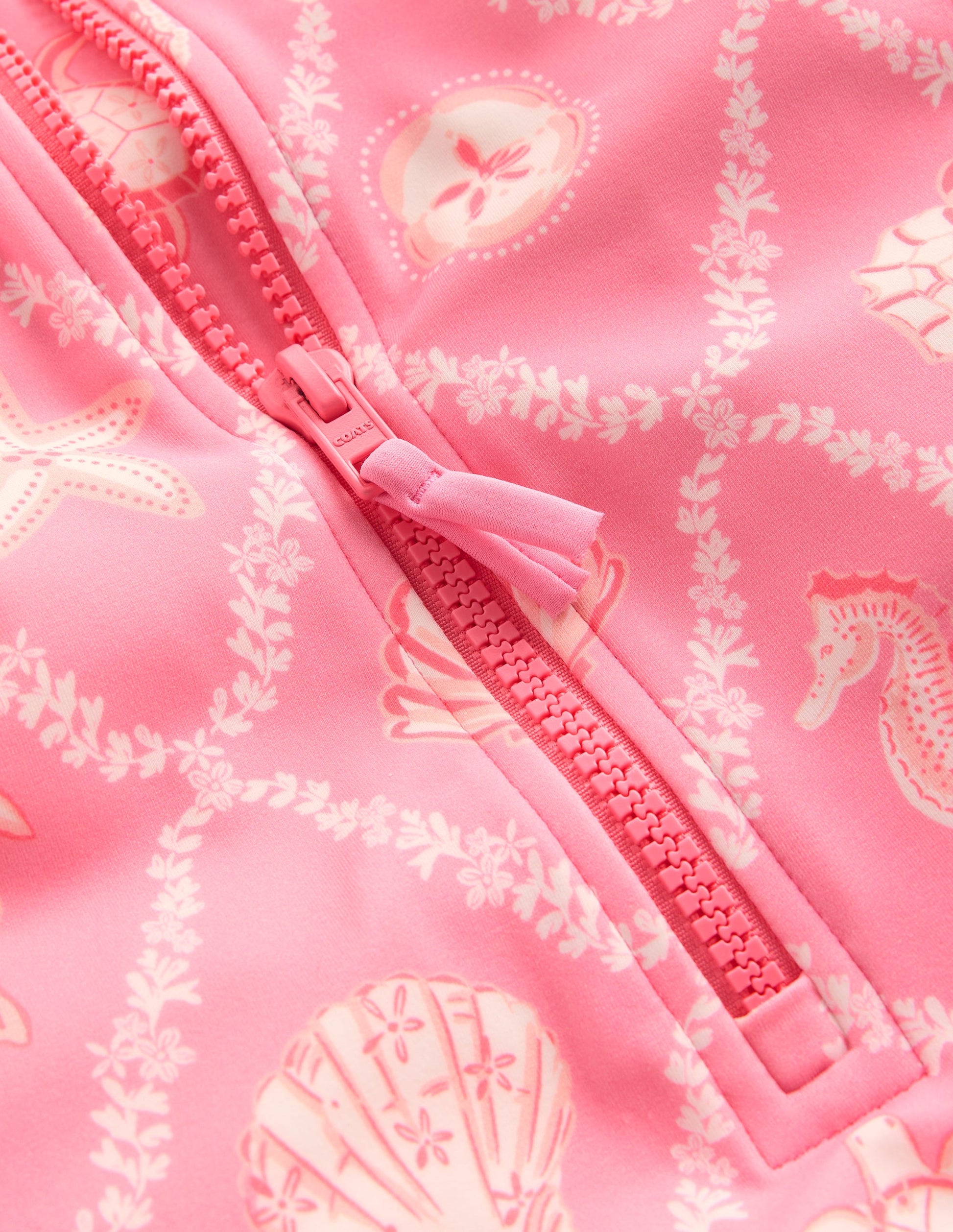 Short Sleeve Swimsuit-Salmon Pink Shell Tile-3