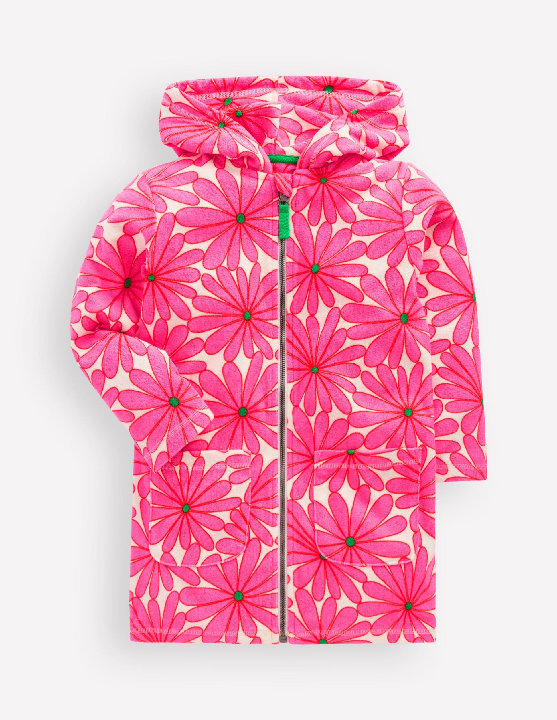 Romie Towelling Zip Throw-On-Festival Pink Giant Daisy-3