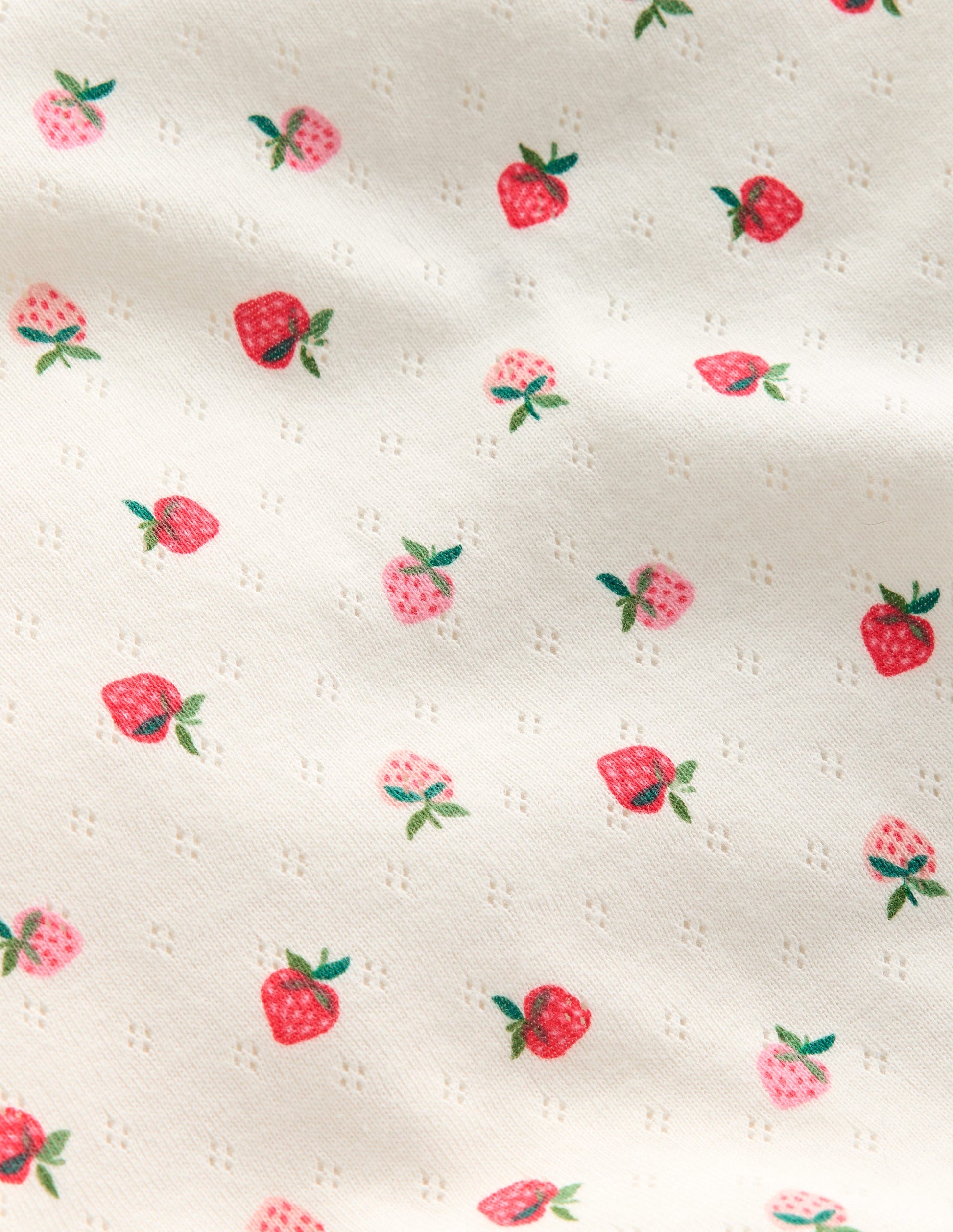 Short Sleeve Pointelle Top-Ivory Strawberry-4