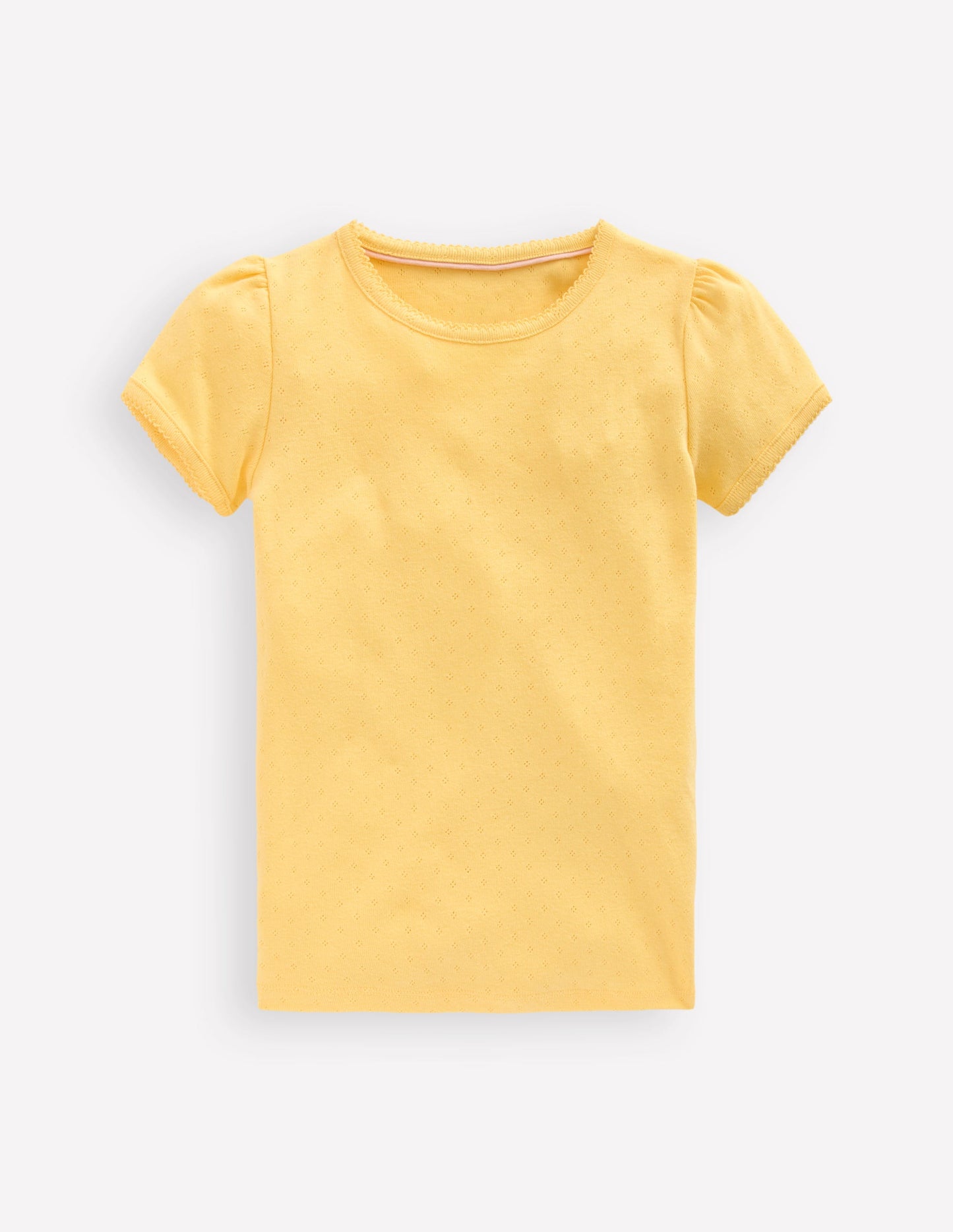 Short Sleeve Pointelle Top-Yellow