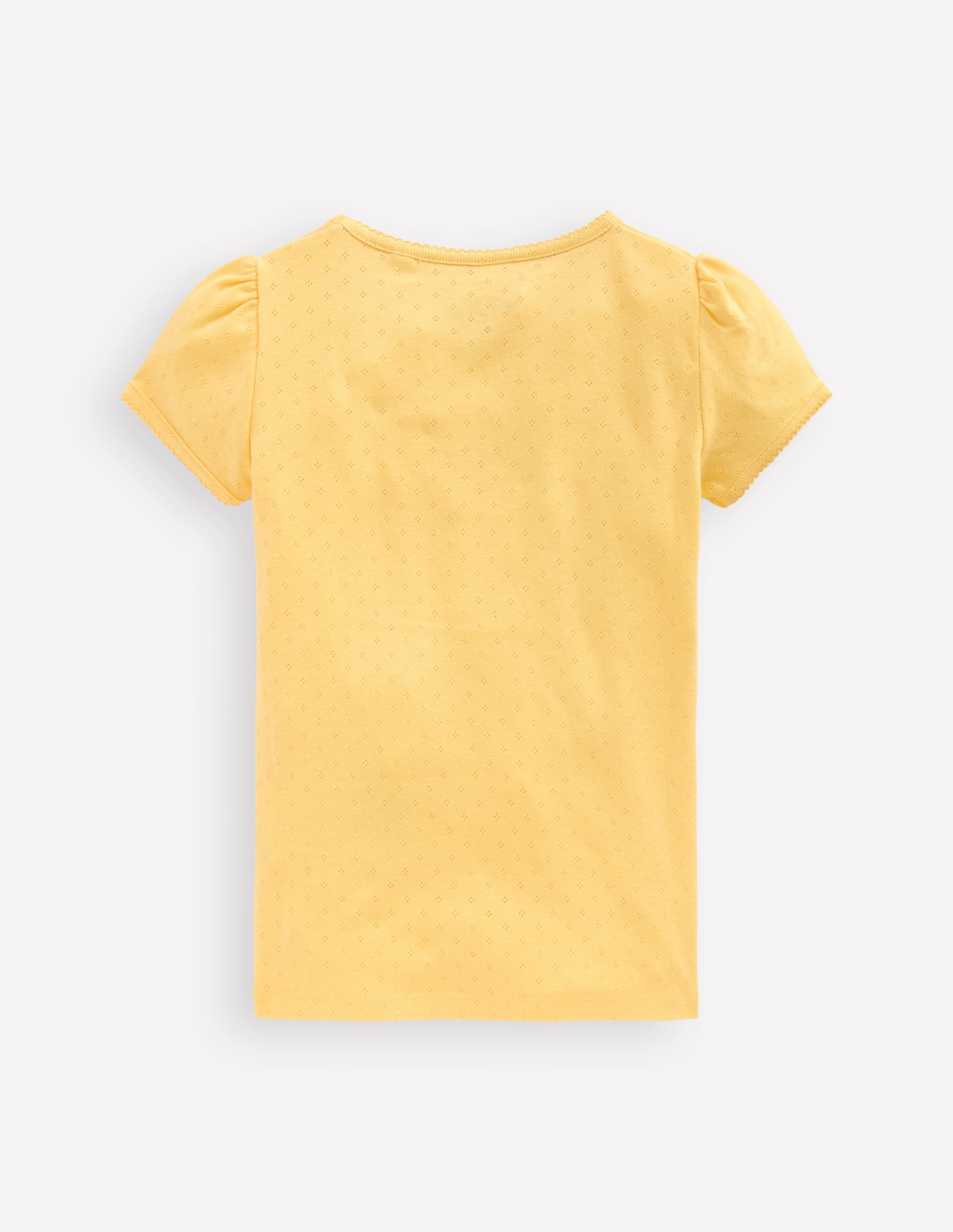 Short Sleeve Pointelle Top-Yellow - Image 2