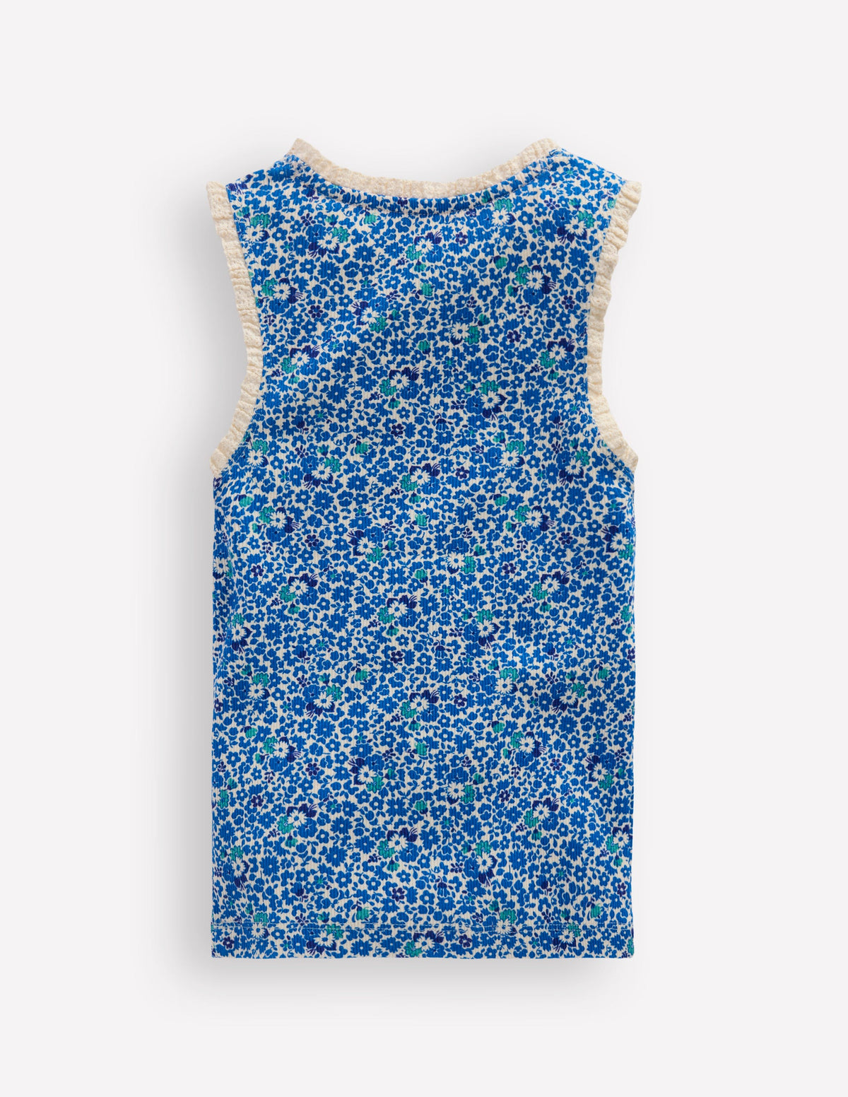Ribbed Lace Trim Vest-Cabana Blue Ditsy Floral - Image 2