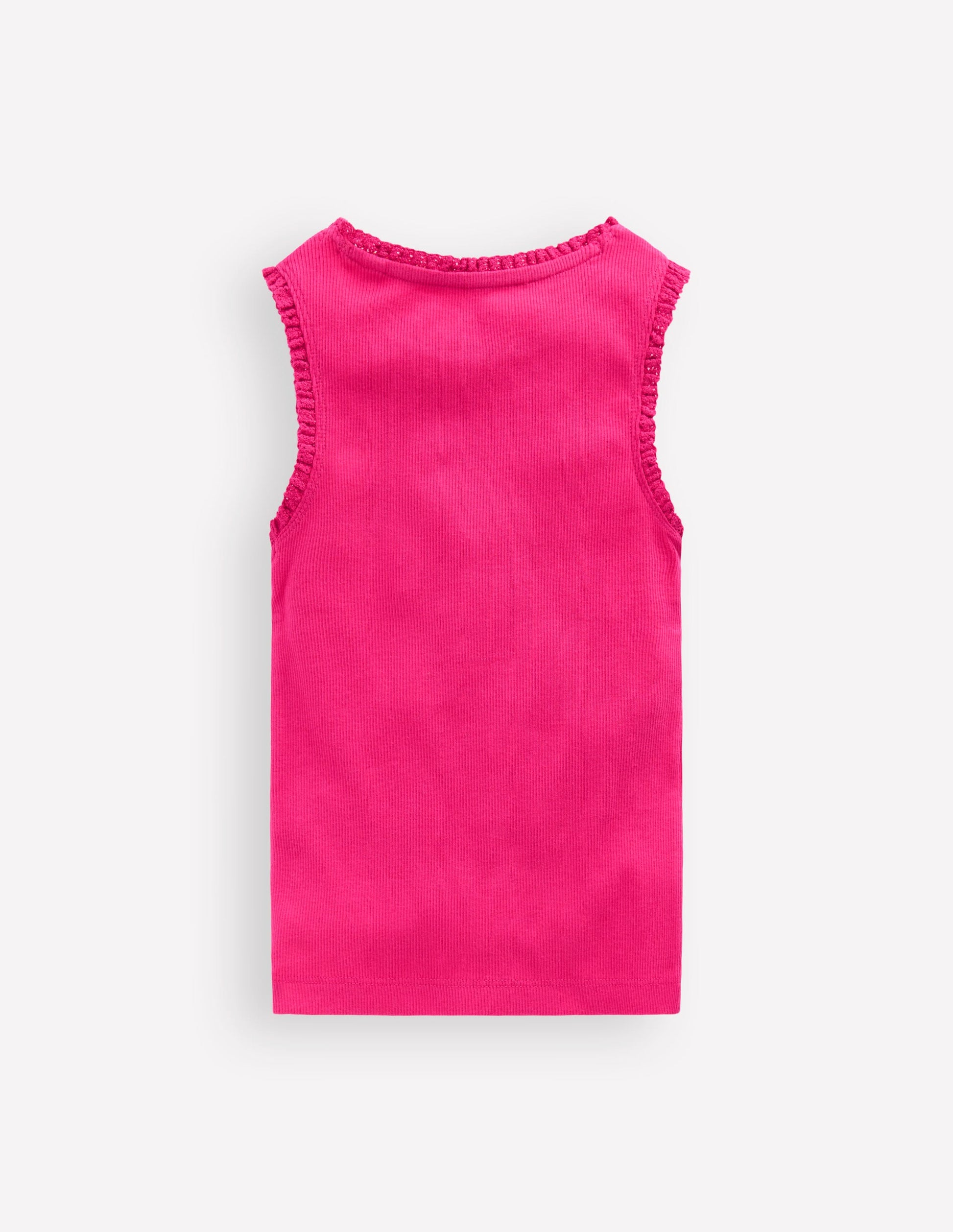 Ribbed Lace Trim Vest-Pink Peony-2