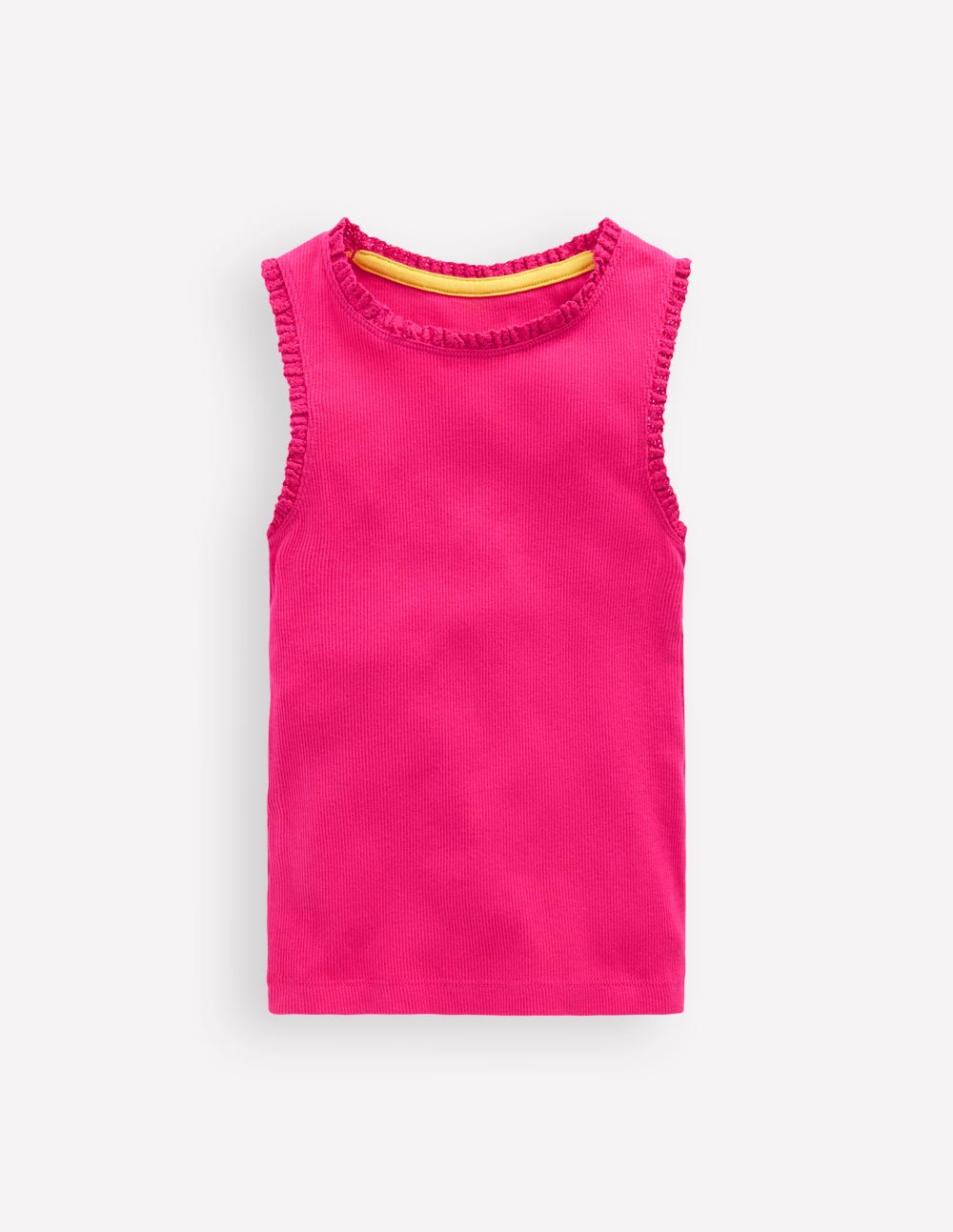 Ribbed Lace Trim Vest-Pink Peony - Image 1