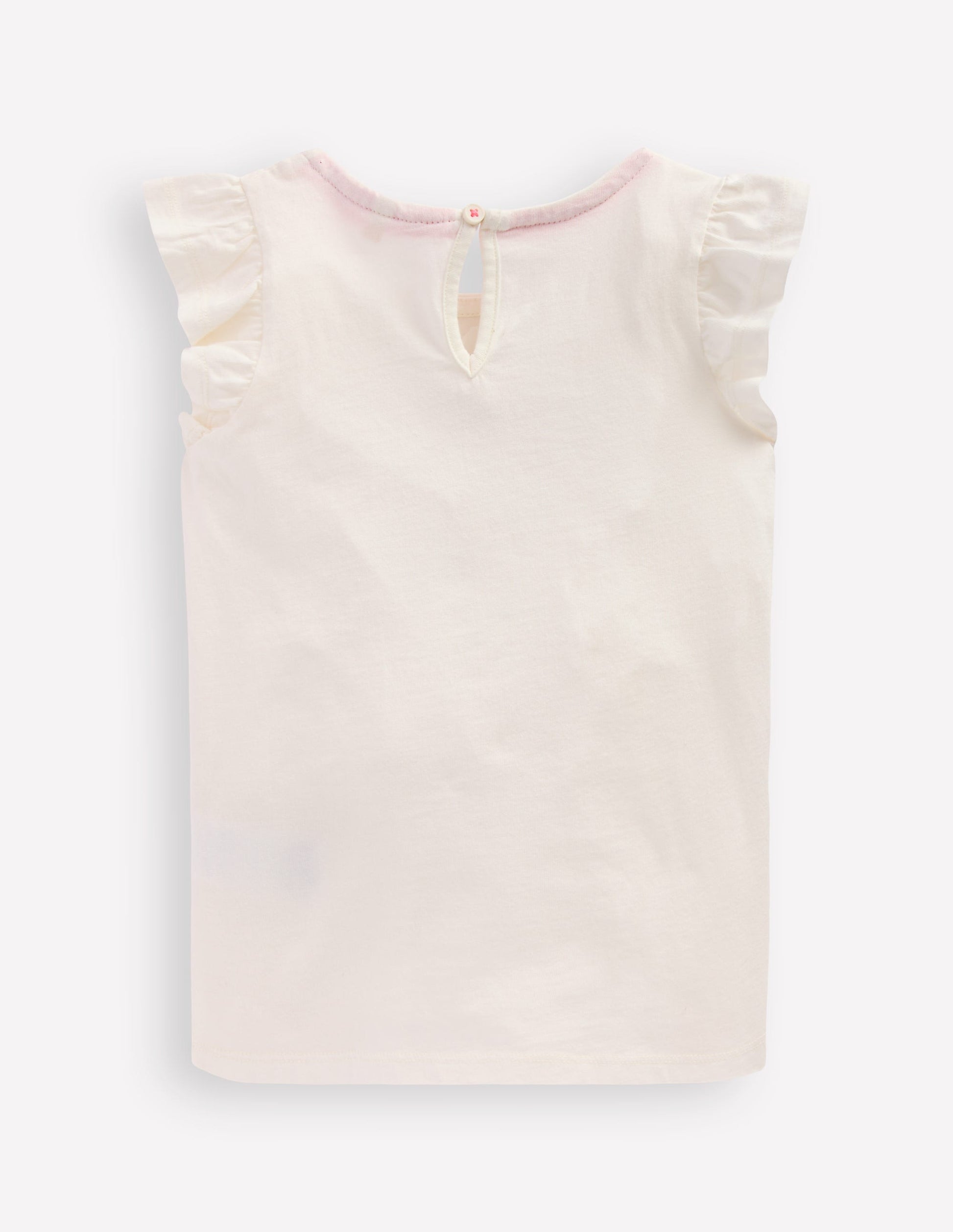Short Sleeve Frill Logo Top-Ivory Cake-2