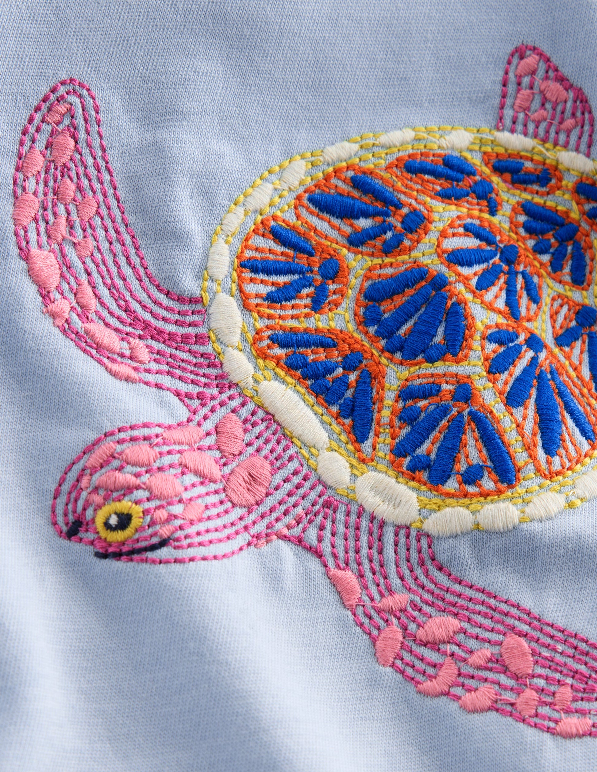 Puff Sleeve Superstitch Top-Misty Blue Turtles-3