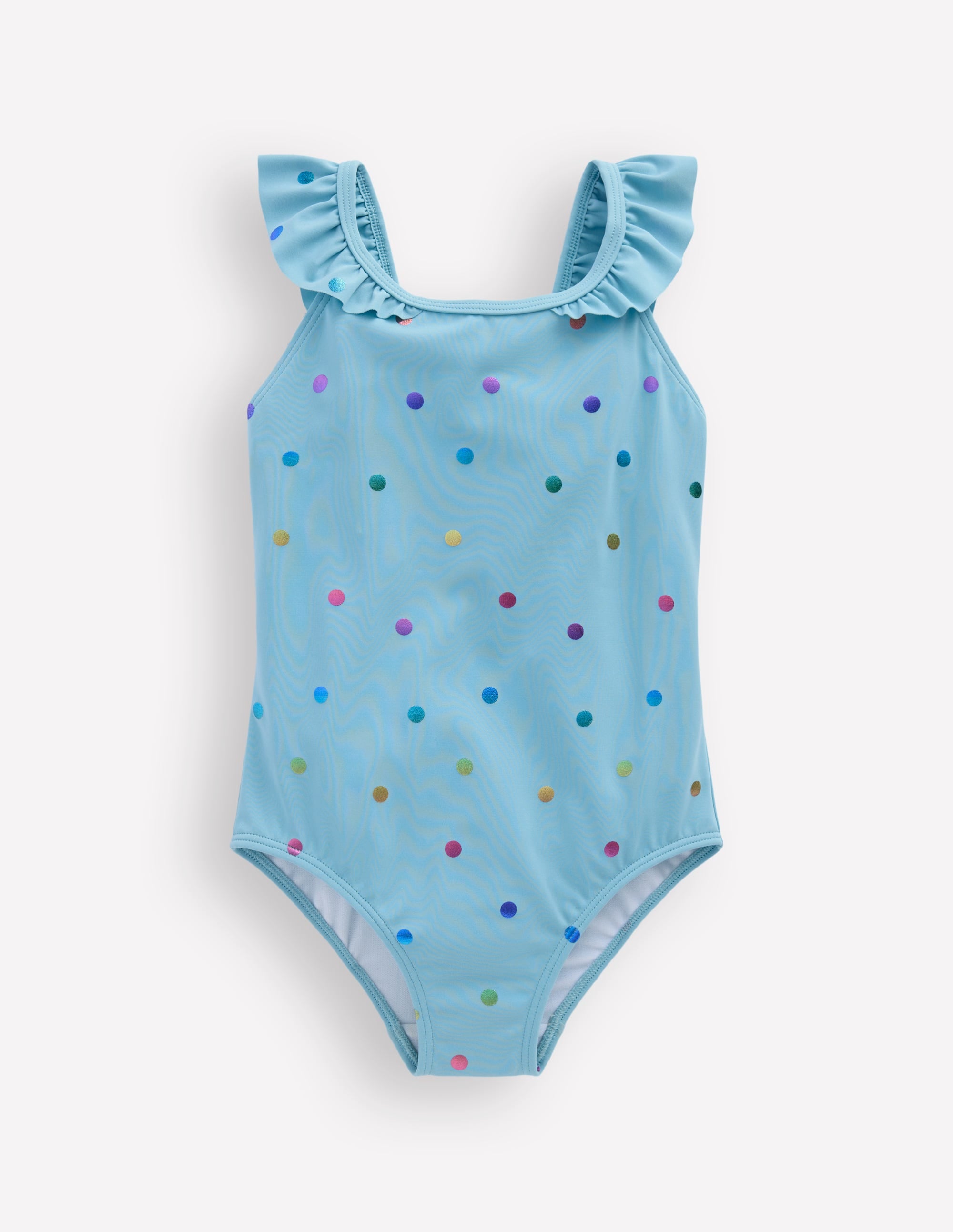 Hallie Frill Strap Swimsuit-Air Blue Multi Foil Spot - Image 1