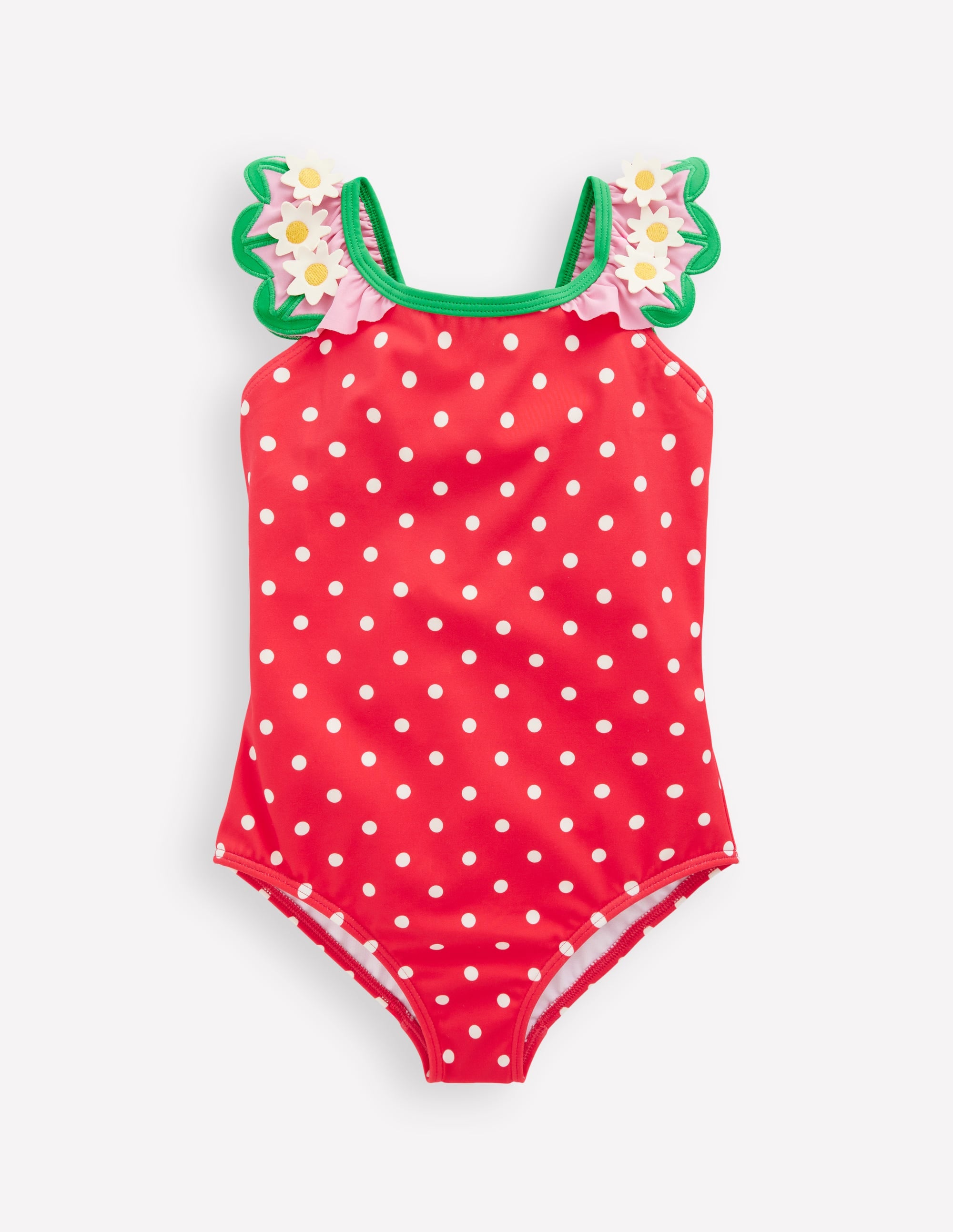 Hallie Frill Strap Swimsuit-Red Spot Daisy - Image 1
