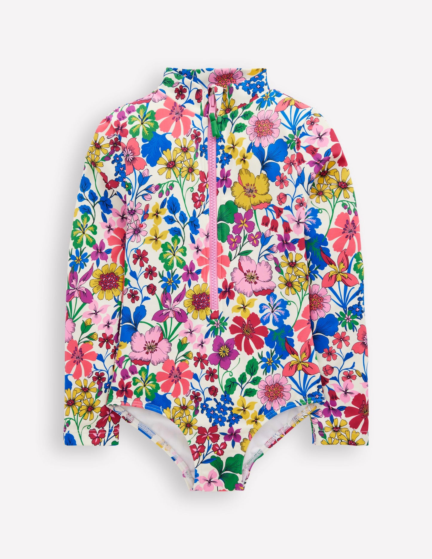 Long-Sleeved Swimsuit-Multi Rainbow Floral