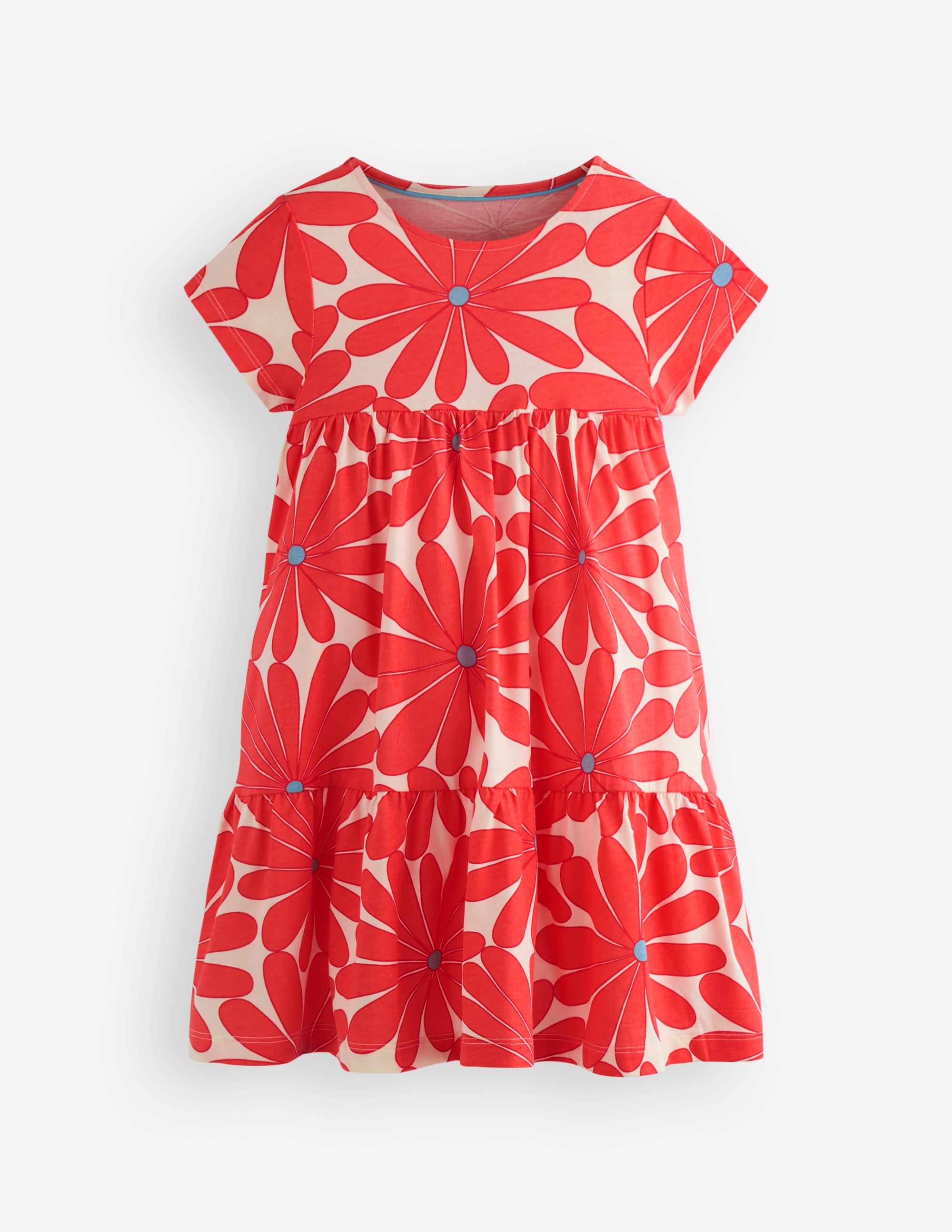 Ariel Twirly Jersey Dress-Coral Orange Giant Daisy - Image 1