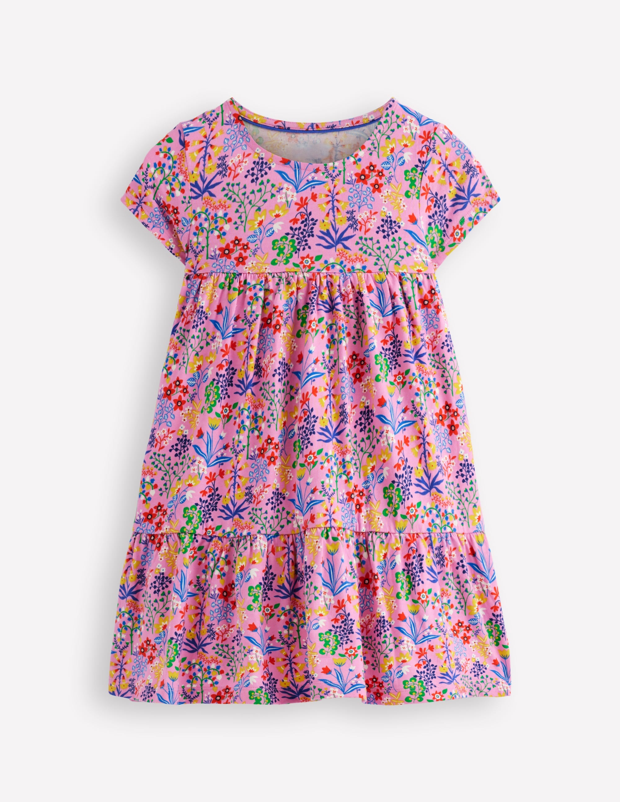 Ariel Twirly Jersey Dress-Meadowsweet Pink Garden Floral - Image 1