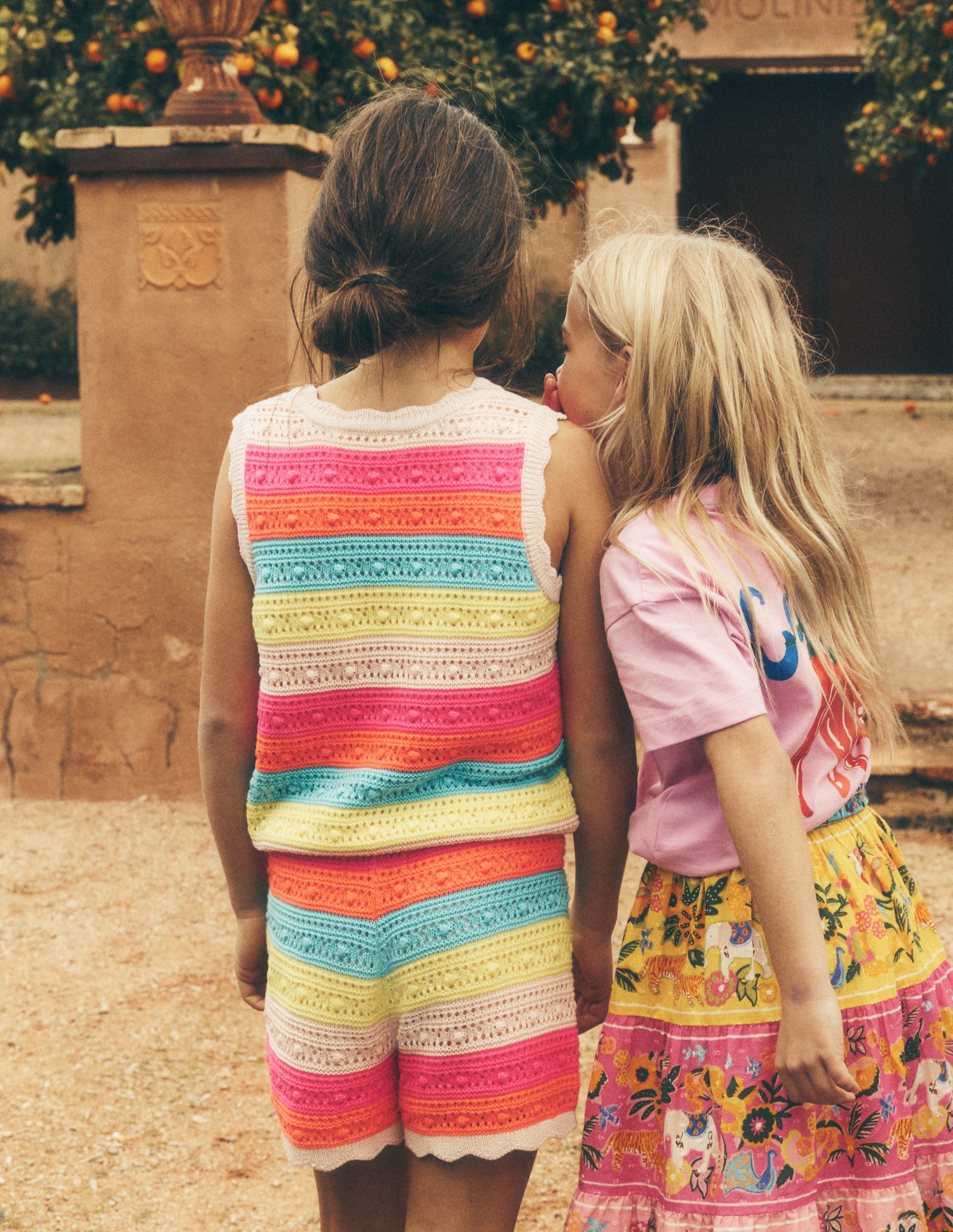 Pointelle Knitted Shorts-Neon Multi Stripe-4