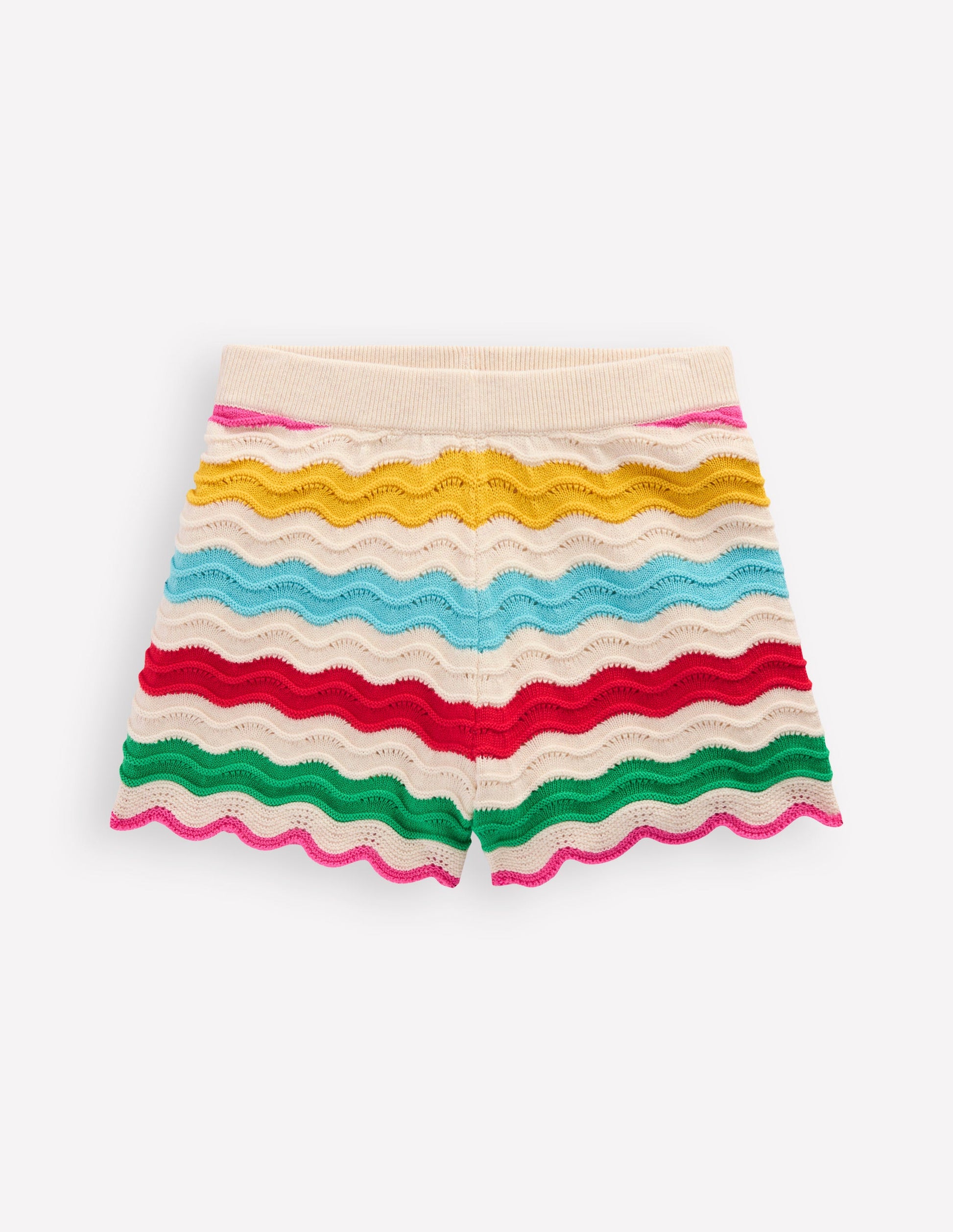 Knitted Shorts-Ivory Multi Rainbow-1