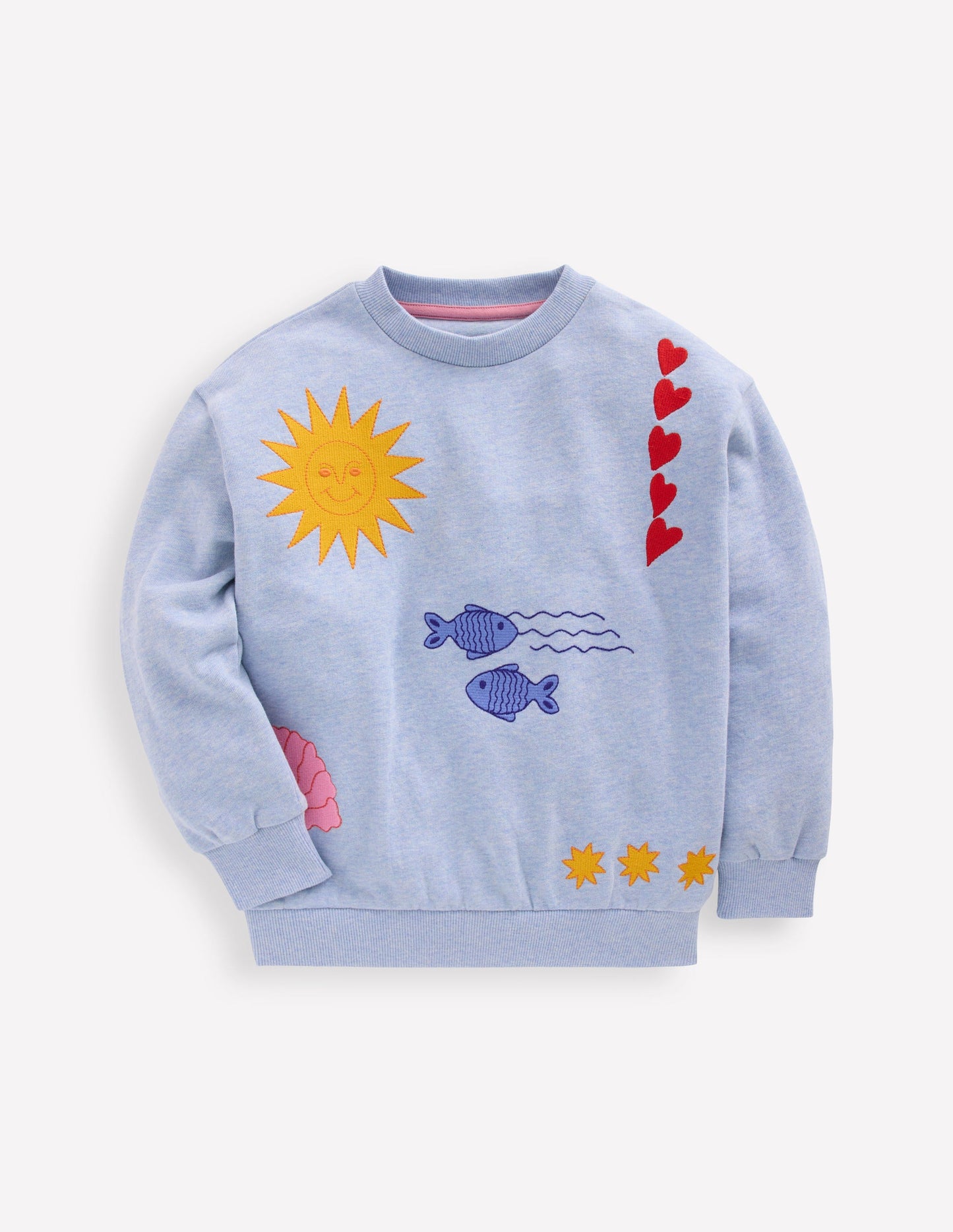 Bobbie Appliqué Sweatshirt-Blue Embroidered