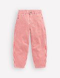 Barrel Leg Jeans-Poppy Red Tram Stripe