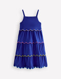 Scallop Tiered Sundress-Sapphire Blue
