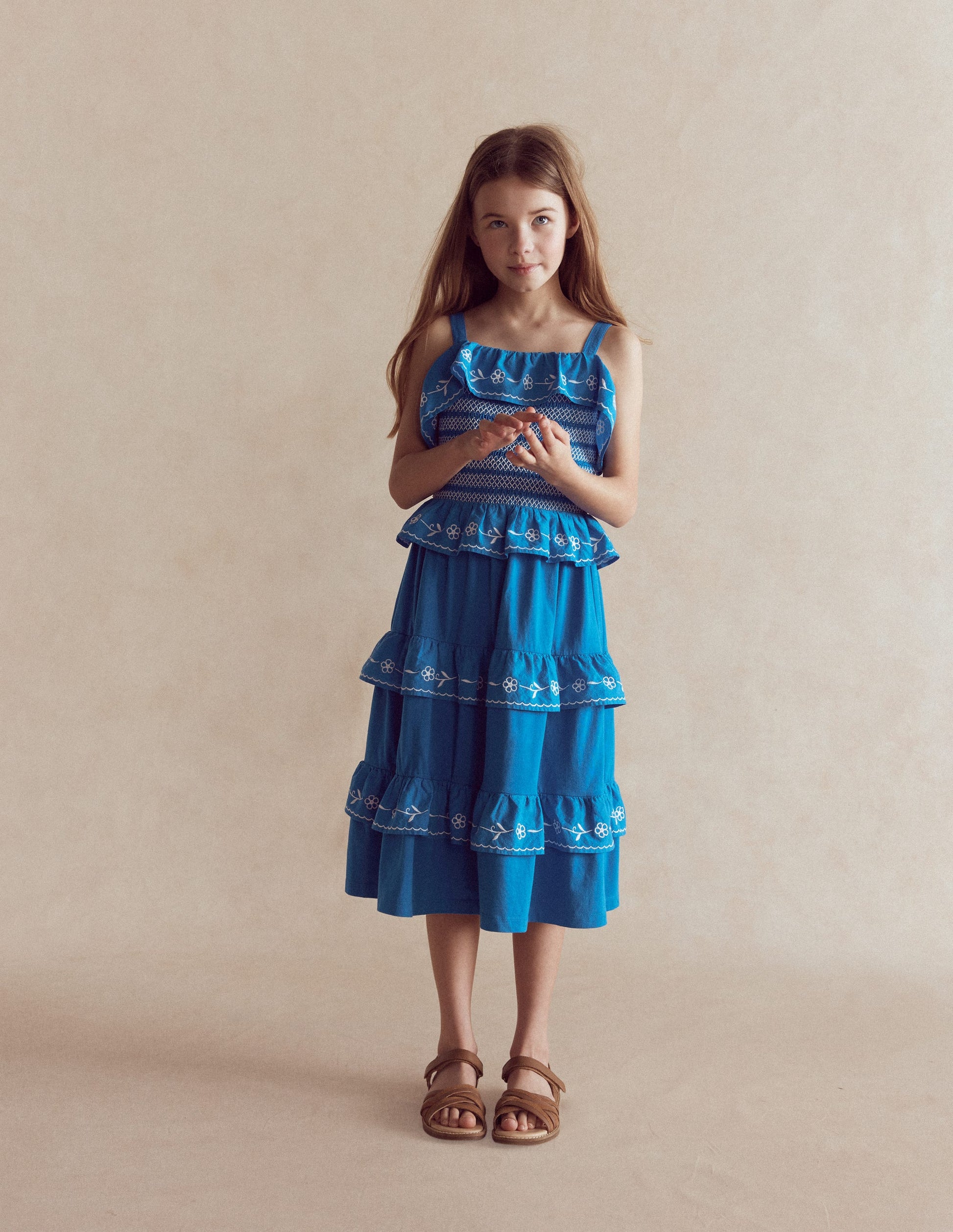 Jersey Embroidered Midi Dress-Kingfisher Blue-1