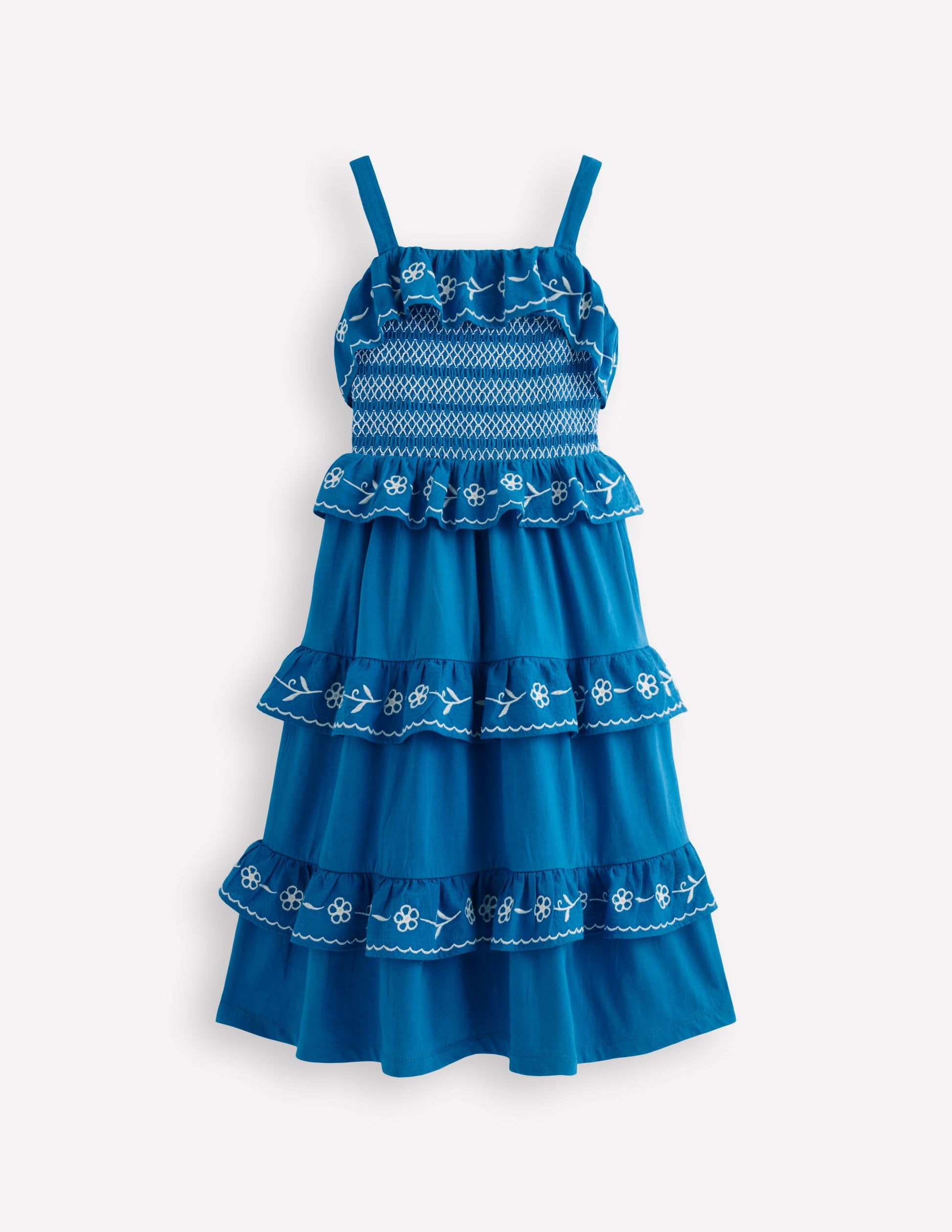Jersey Embroidered Midi Dress-Kingfisher Blue-4