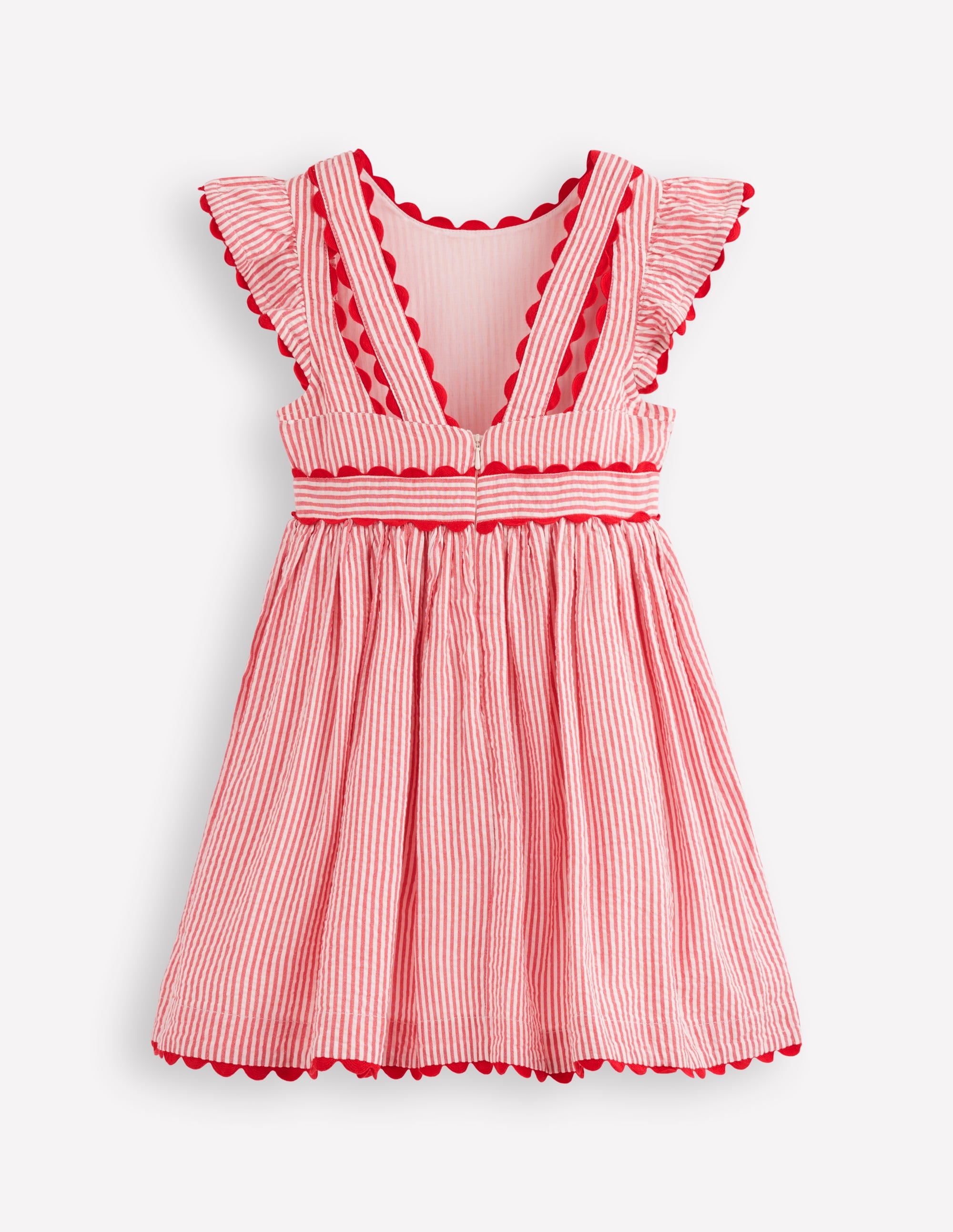 Ric Rac Trim Flutter Dress-Red Stripe - Image 7