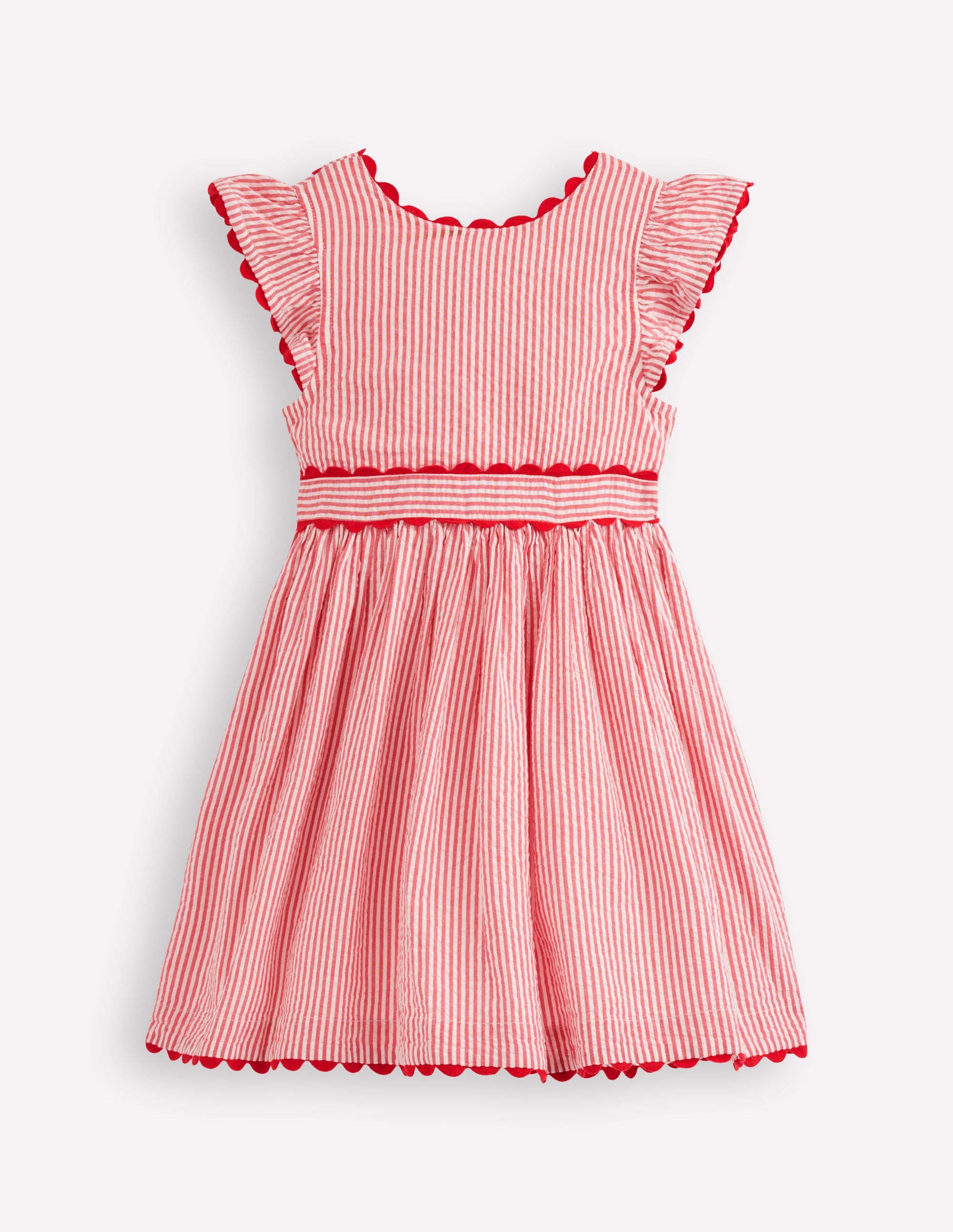 Ric Rac Trim Flutter Dress-Red Stripe - Image 6
