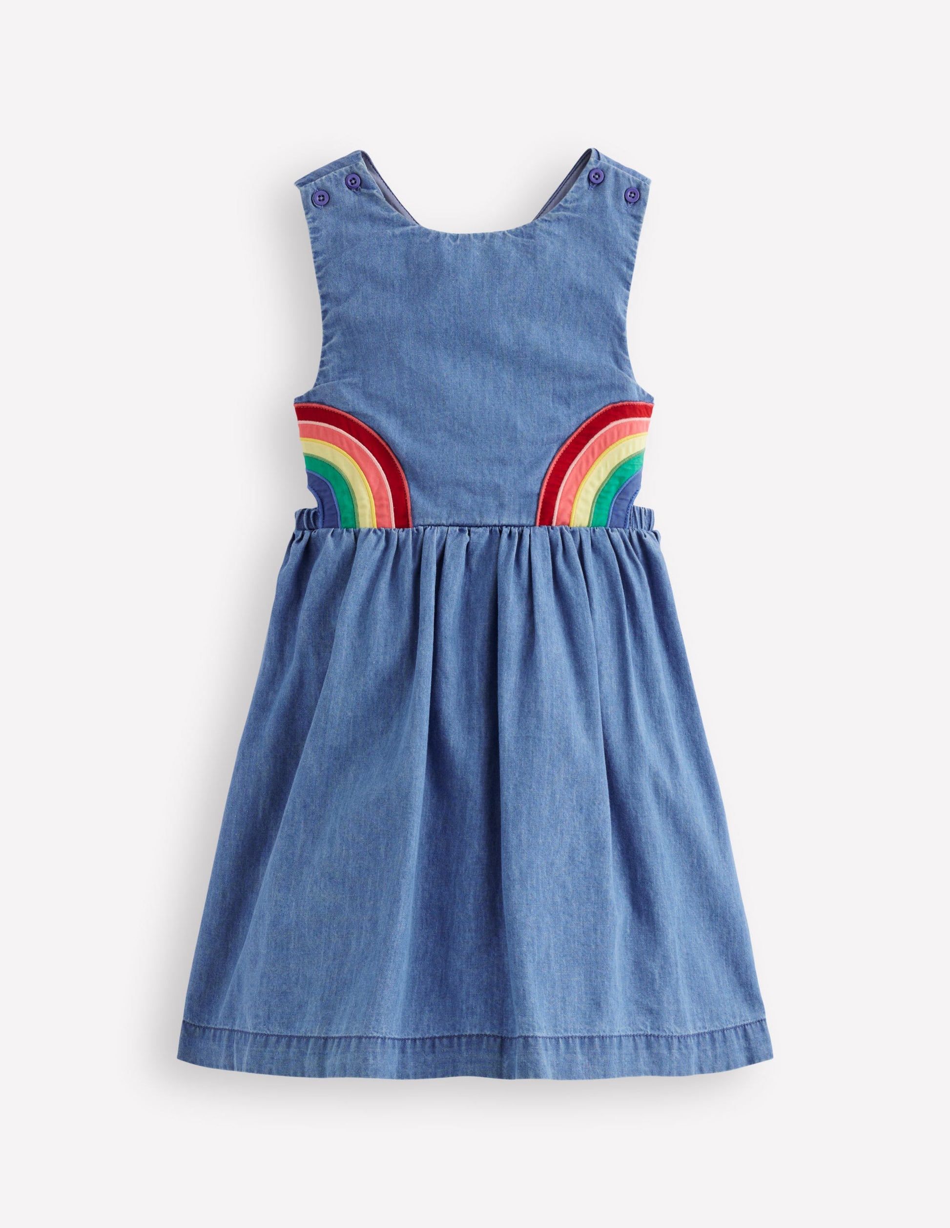 Rainbow Cross Back Dress-Light Wash Rainbow-1
