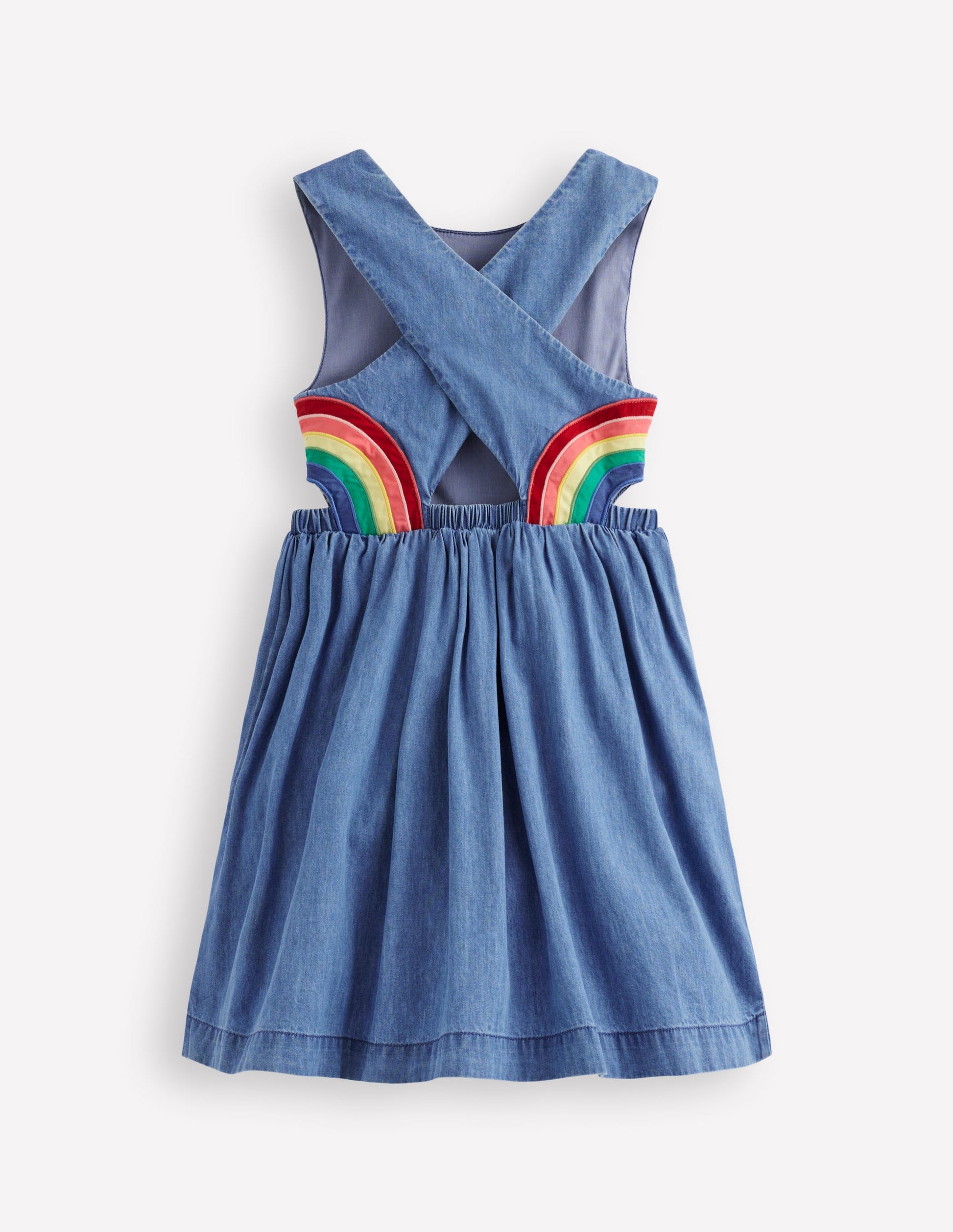 Rainbow Cross Back Dress-Light Wash Rainbow-2